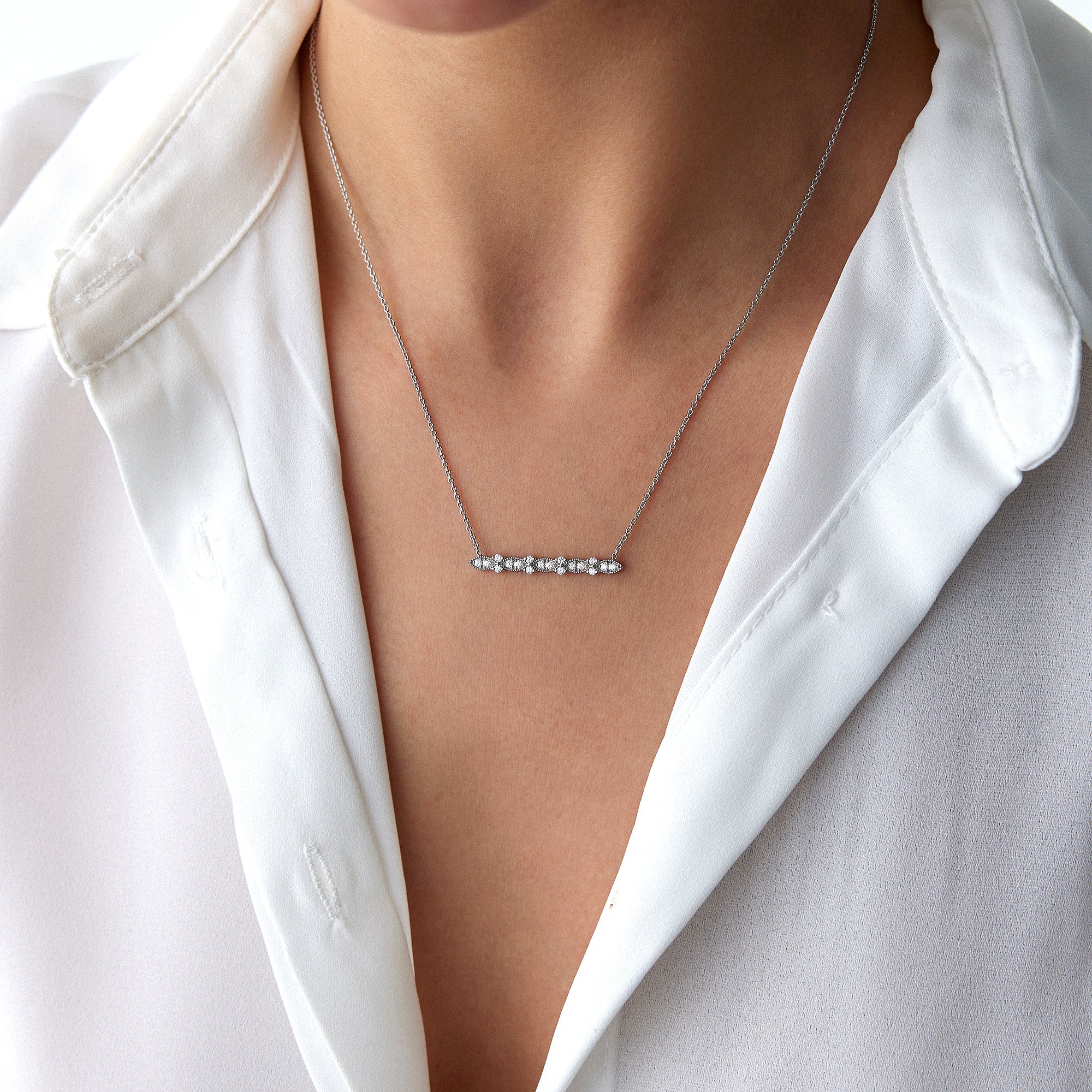 Diamond Horizontal Vintage Bar Necklace