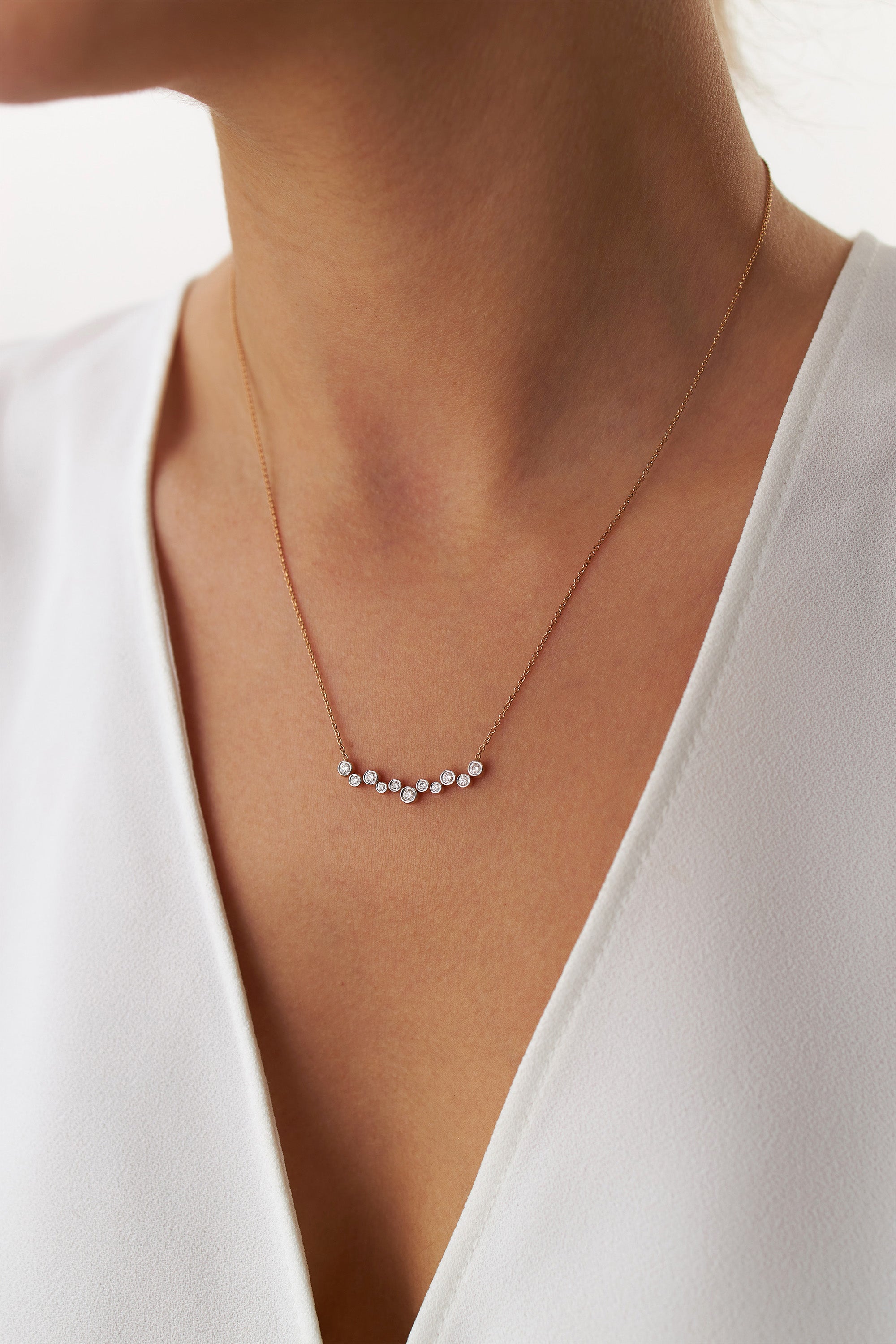 Bezel Set Diamond Horizontal Bar Necklace