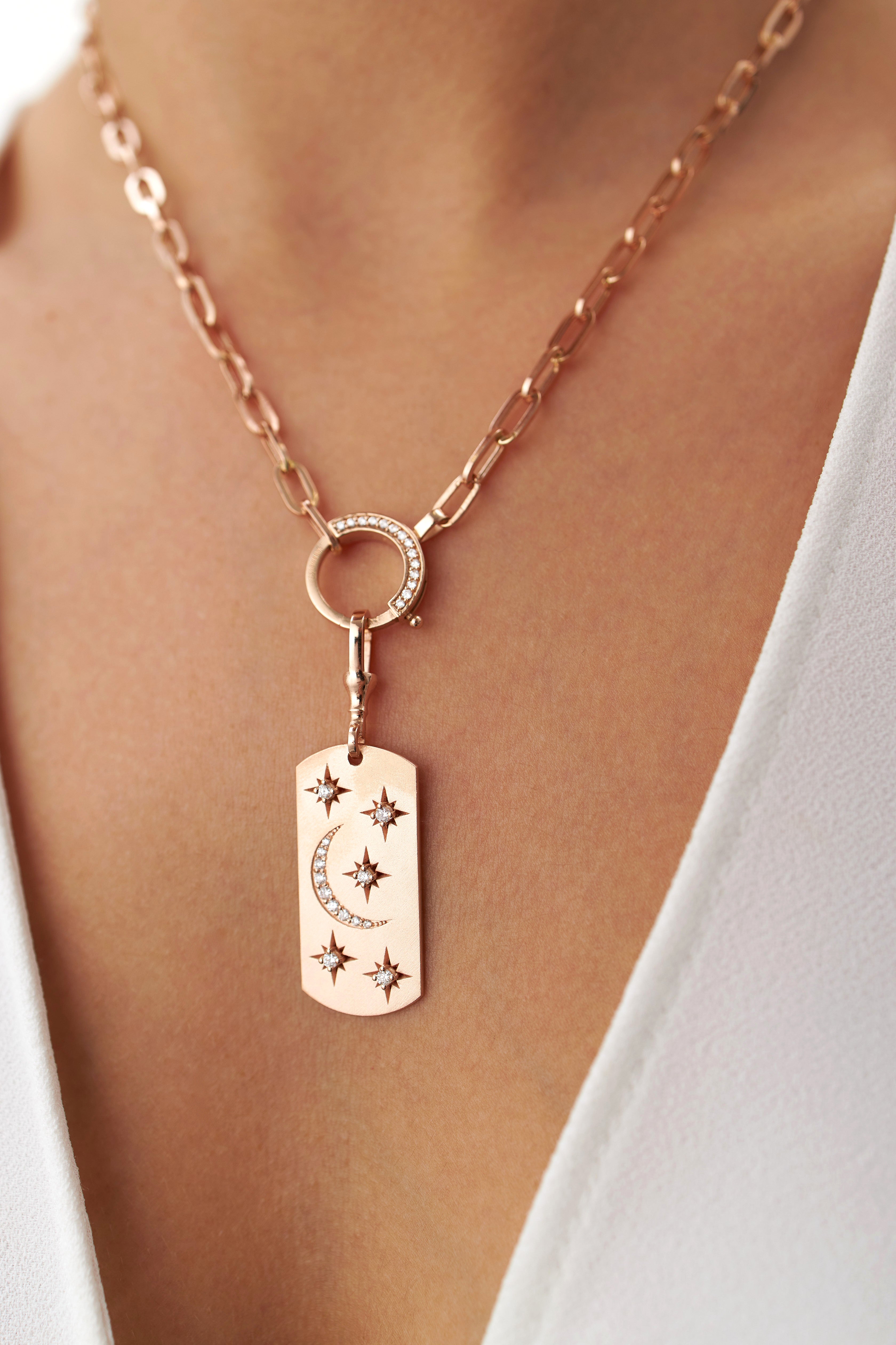 Diamond Crescent Moon Medallion Pendant