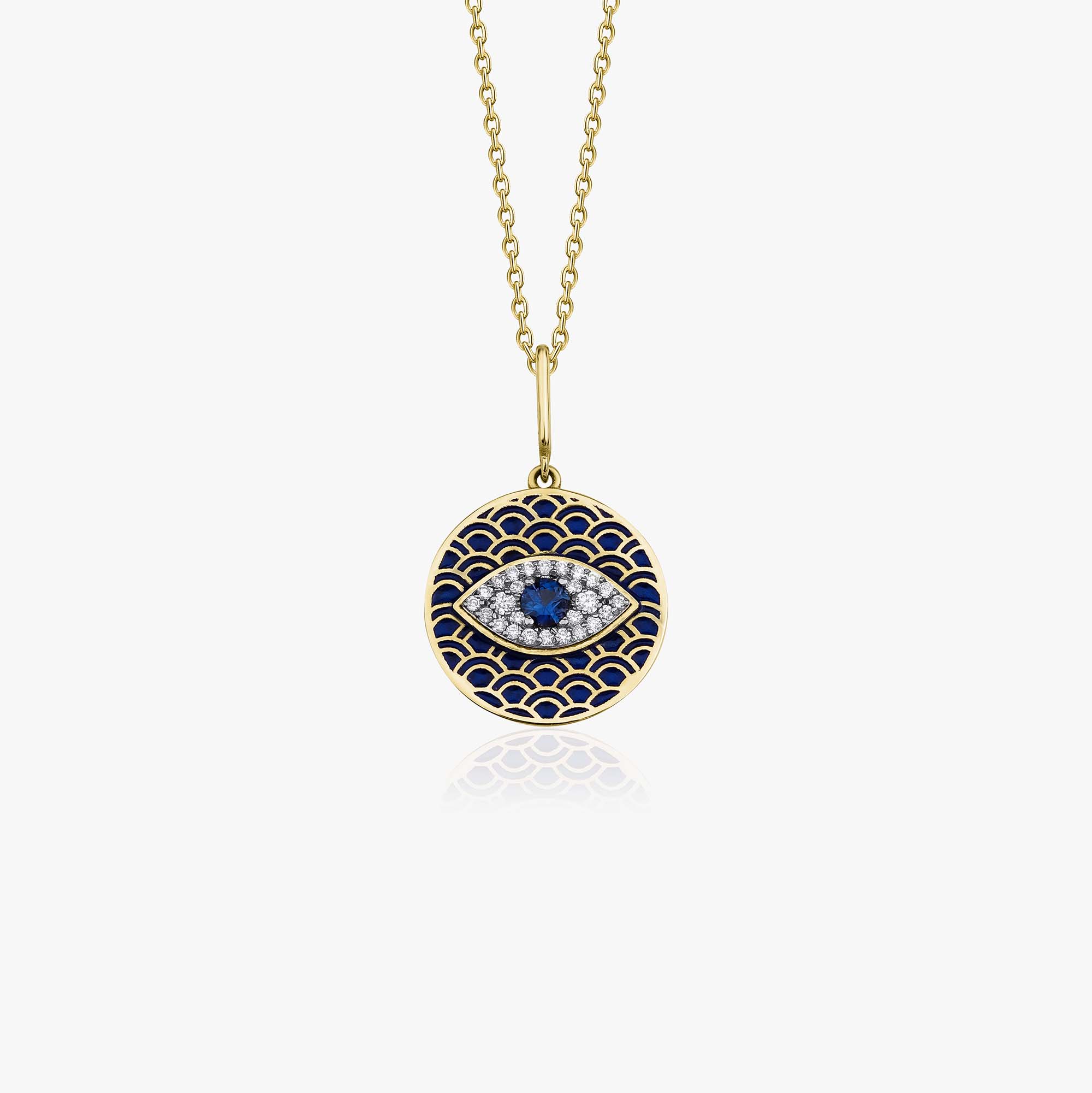 Ocean's Evil Eye Necklace in 14K Gold