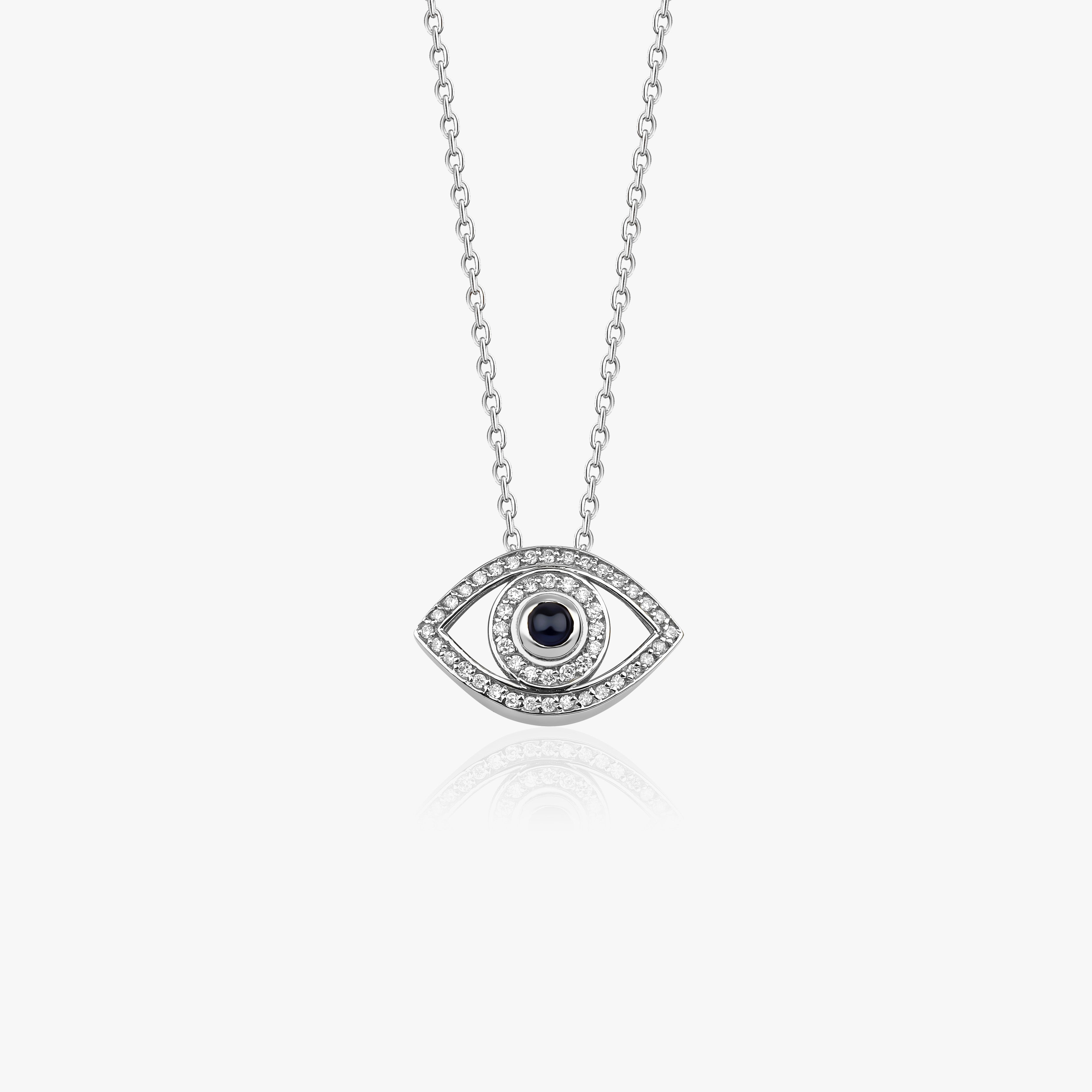 Blue Sapphire and Diamond Evil Eye Necklace