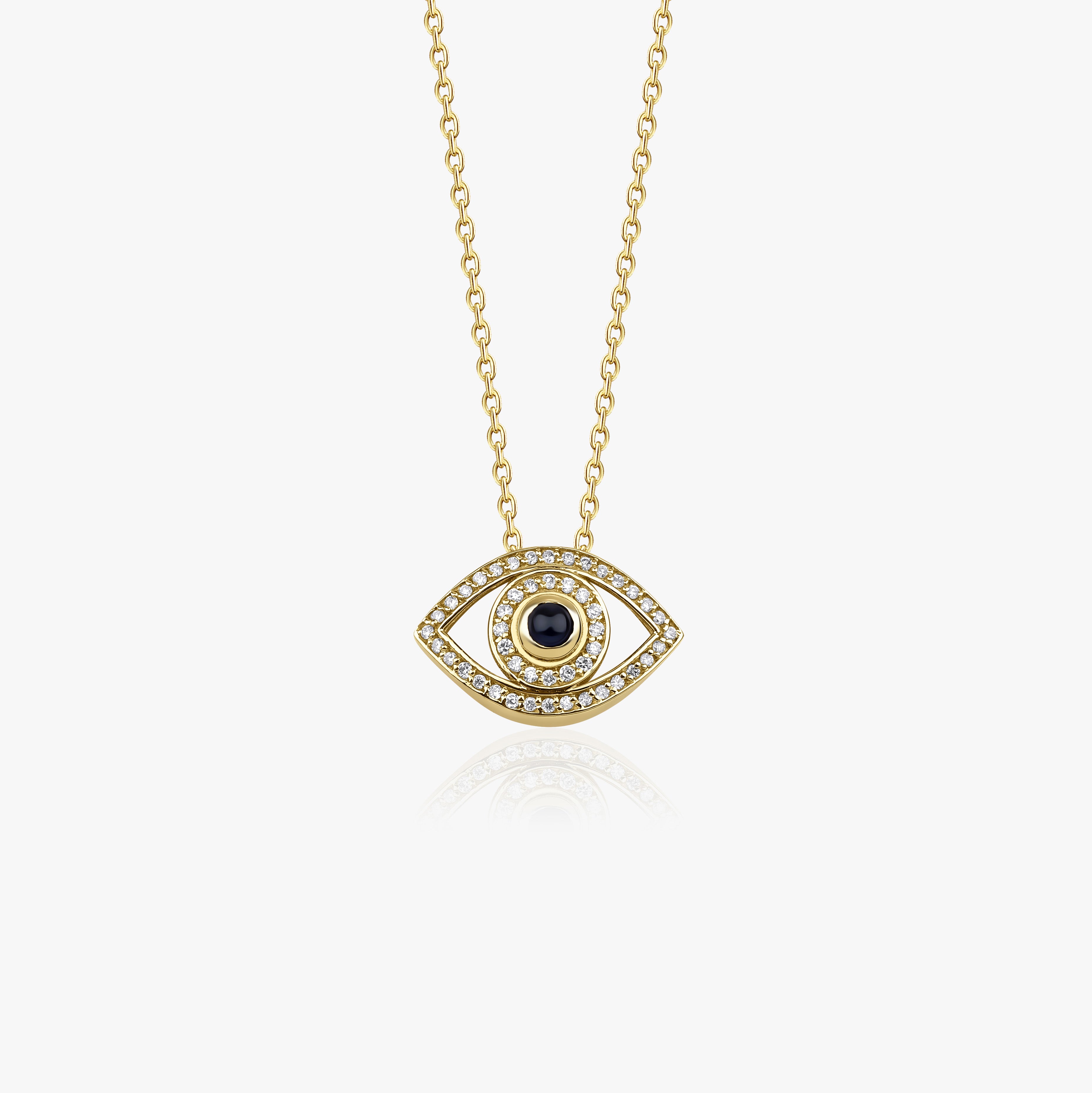Blue Sapphire and Diamond Evil Eye Necklace
