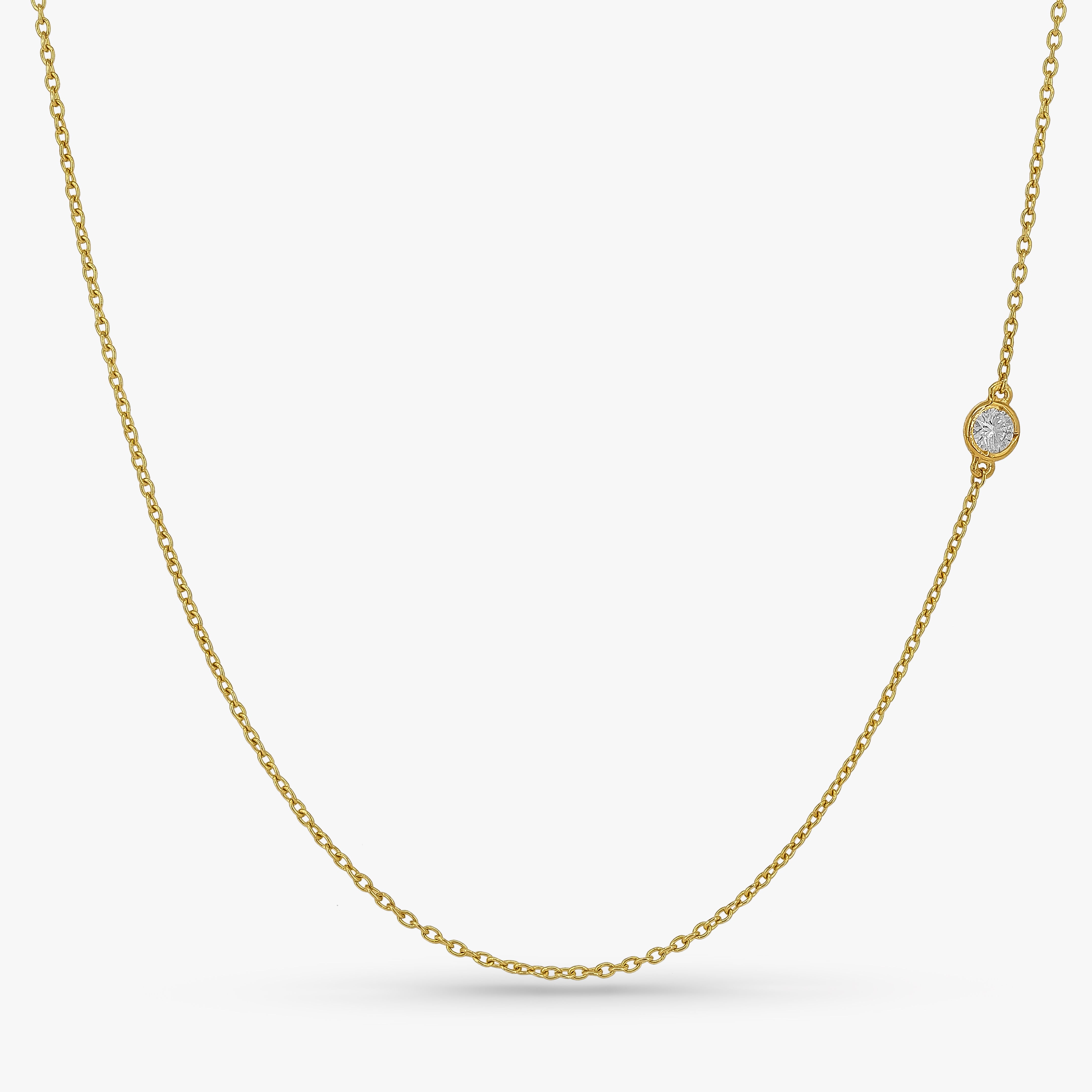 Asymmetric Floating Diamond Solitaire Necklace