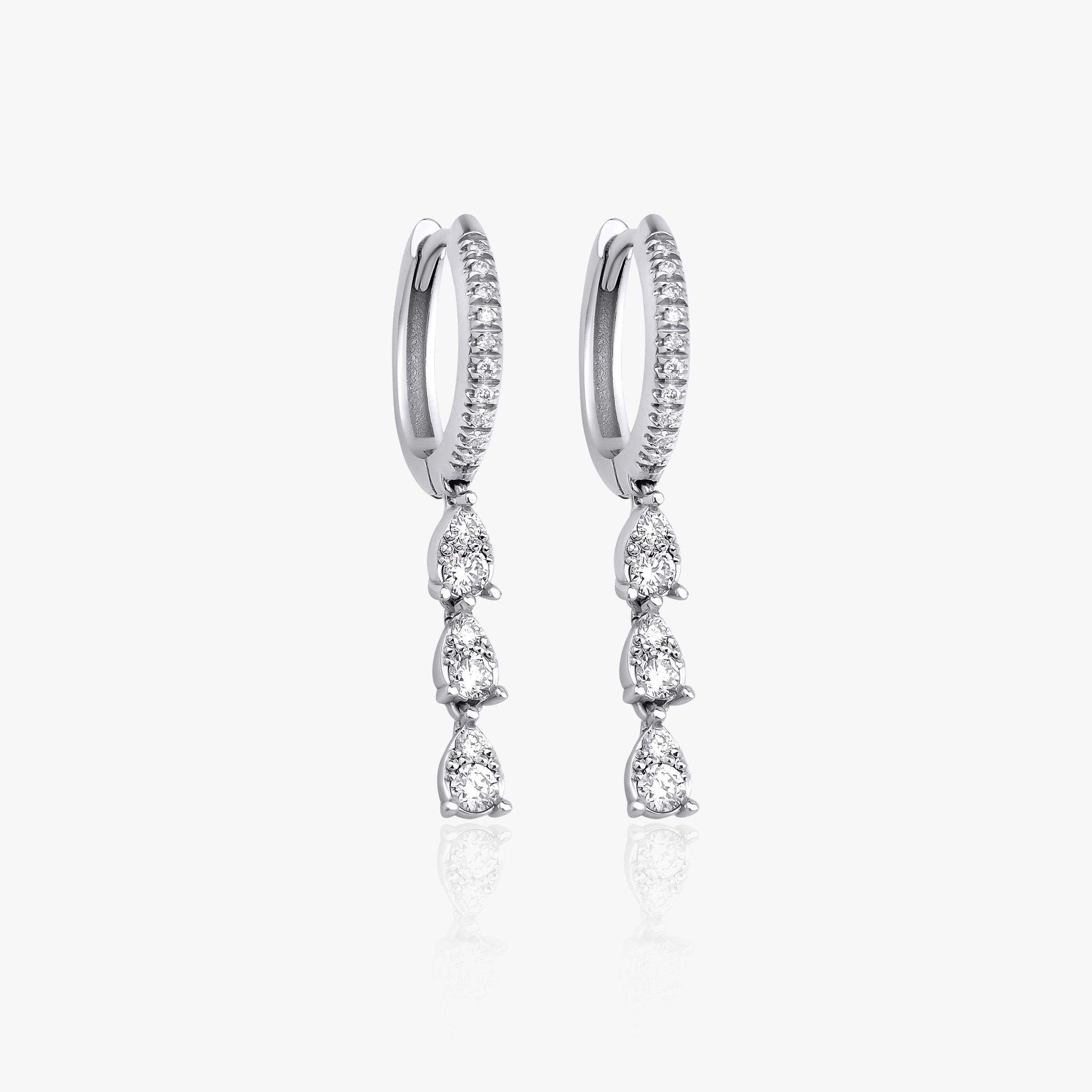 Diamond Hoop Dangle Earrings Available in 14K and 18K Gold