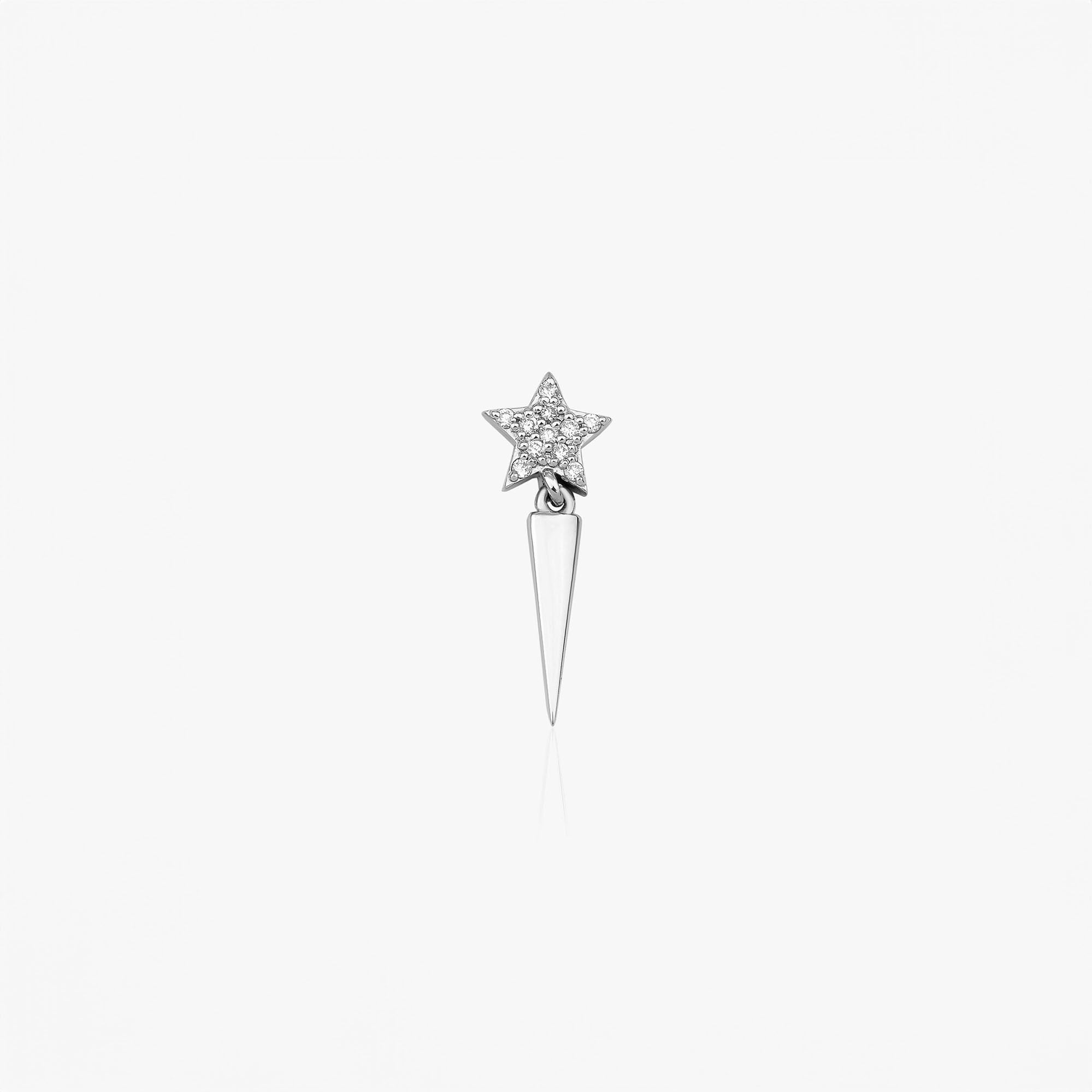 Single Falling Star Diamond Stud Available in 14K and 18K Gold