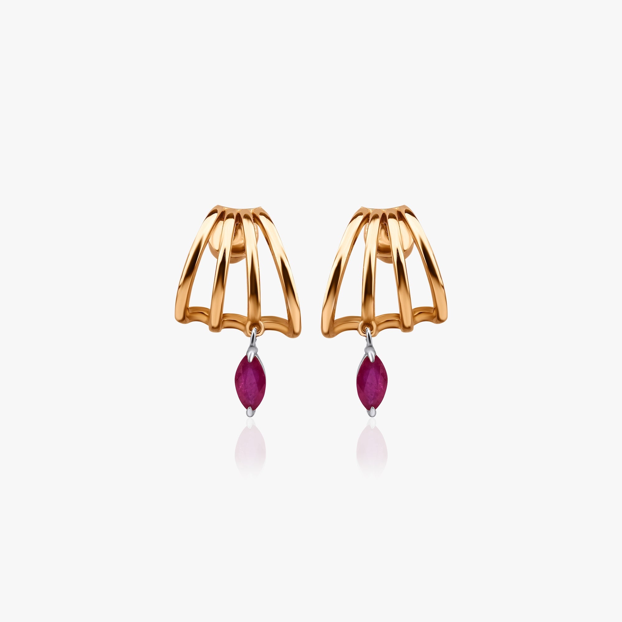 Marquise Ruby Earrings Available in 14K and 18K Solid Gold