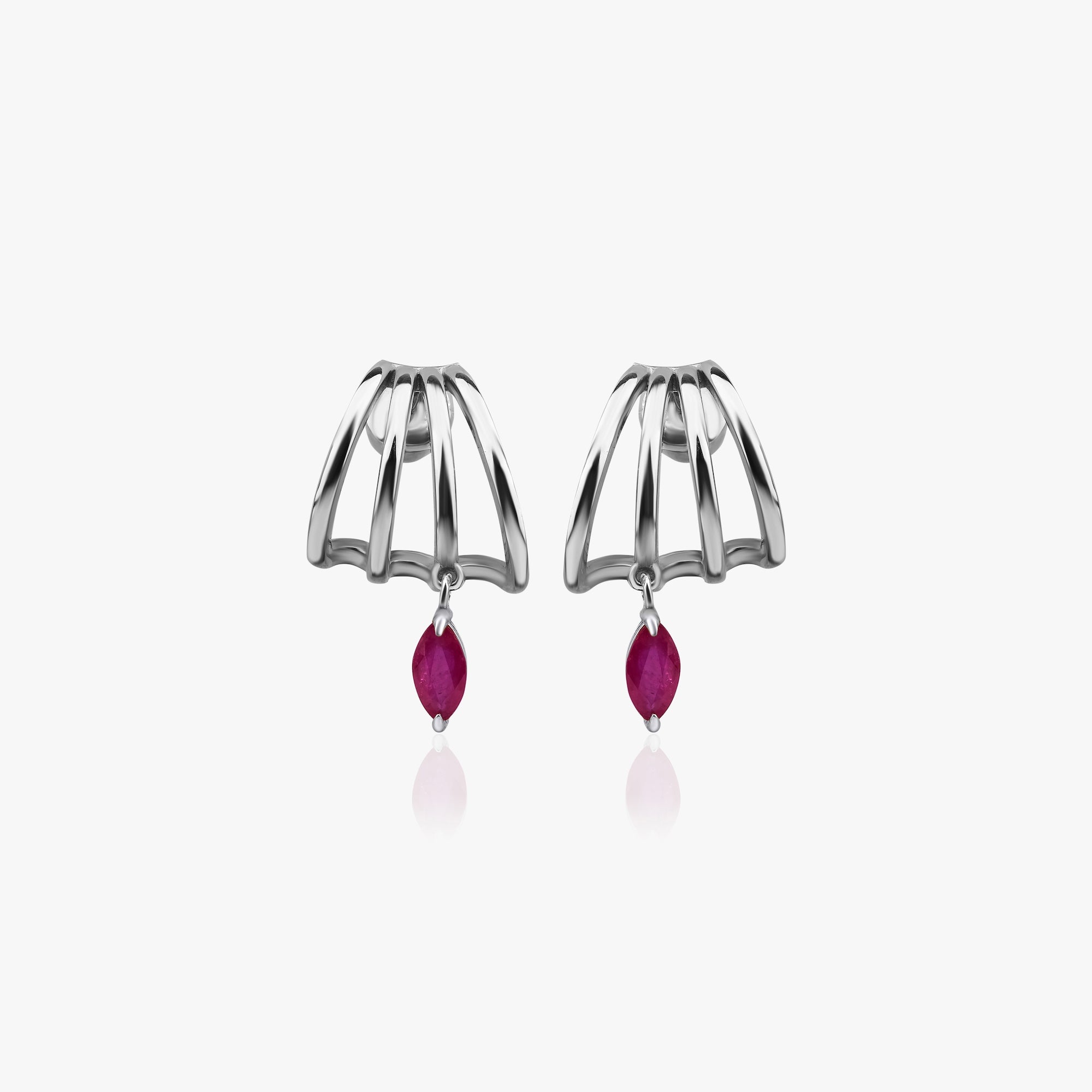 Marquise Ruby Earrings Available in 14K and 18K Solid Gold