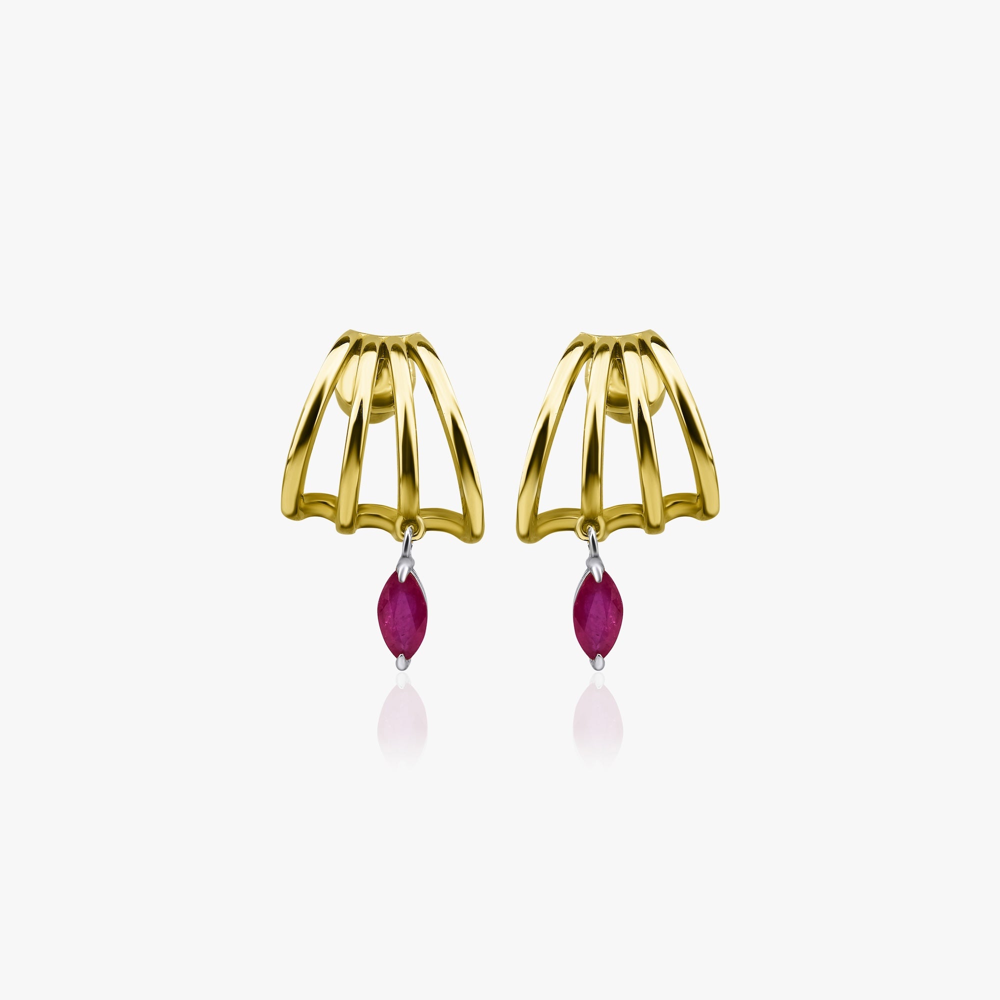 Marquise Ruby Earrings Available in 14K and 18K Solid Gold
