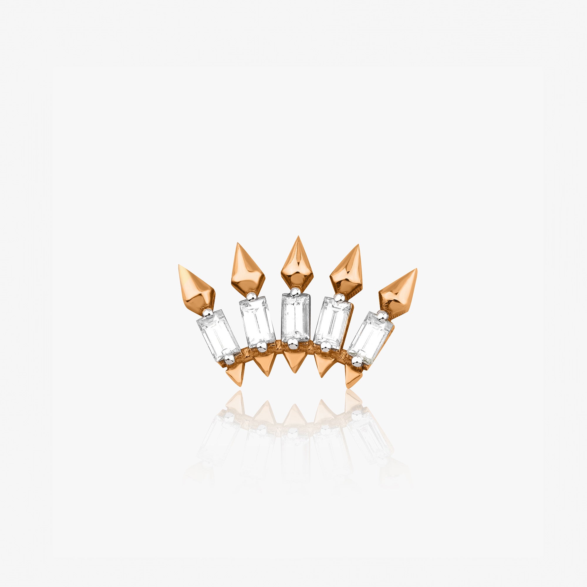 Single Diamond Spike Stud in 14K Gold