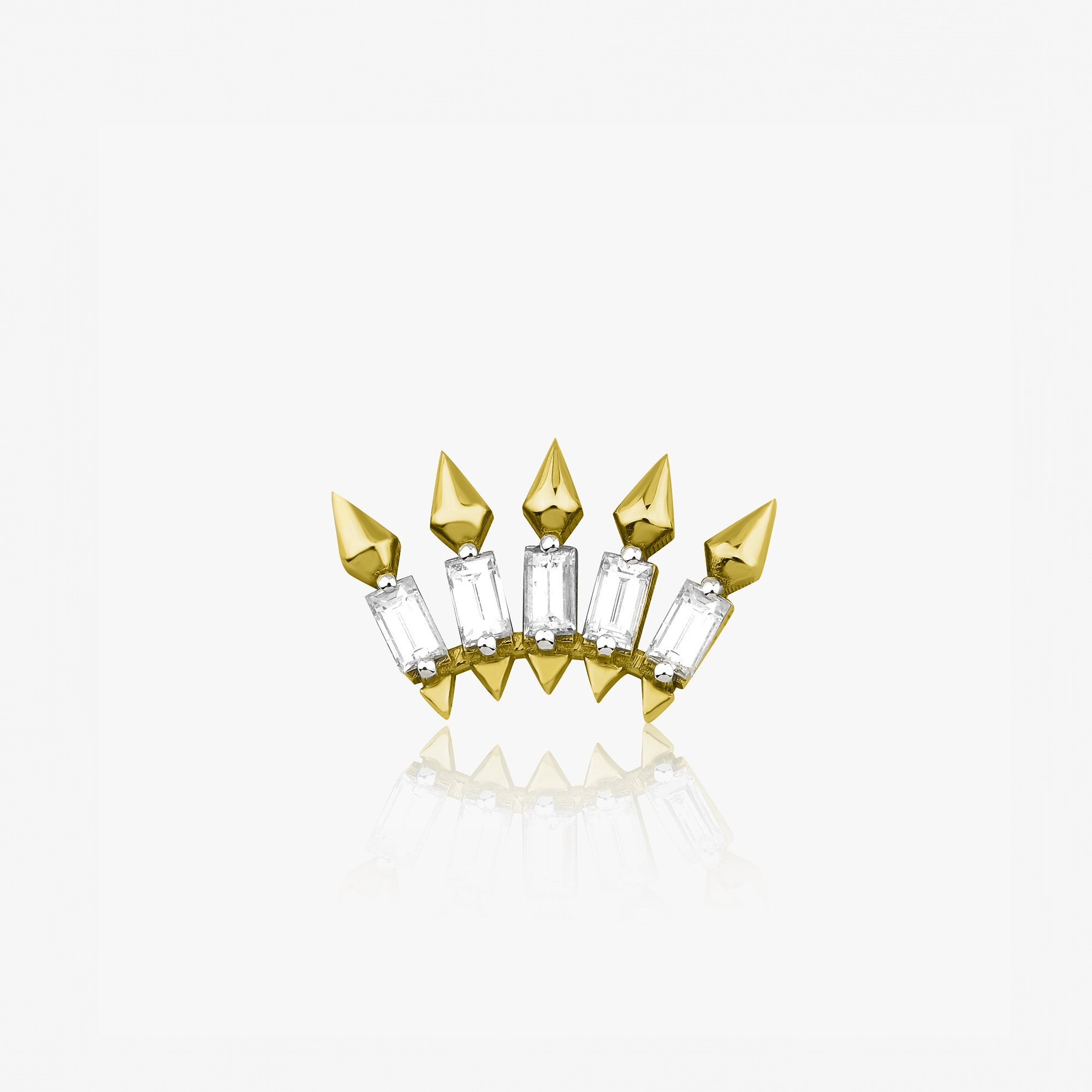 Single Diamond Spike Stud in 14K Gold