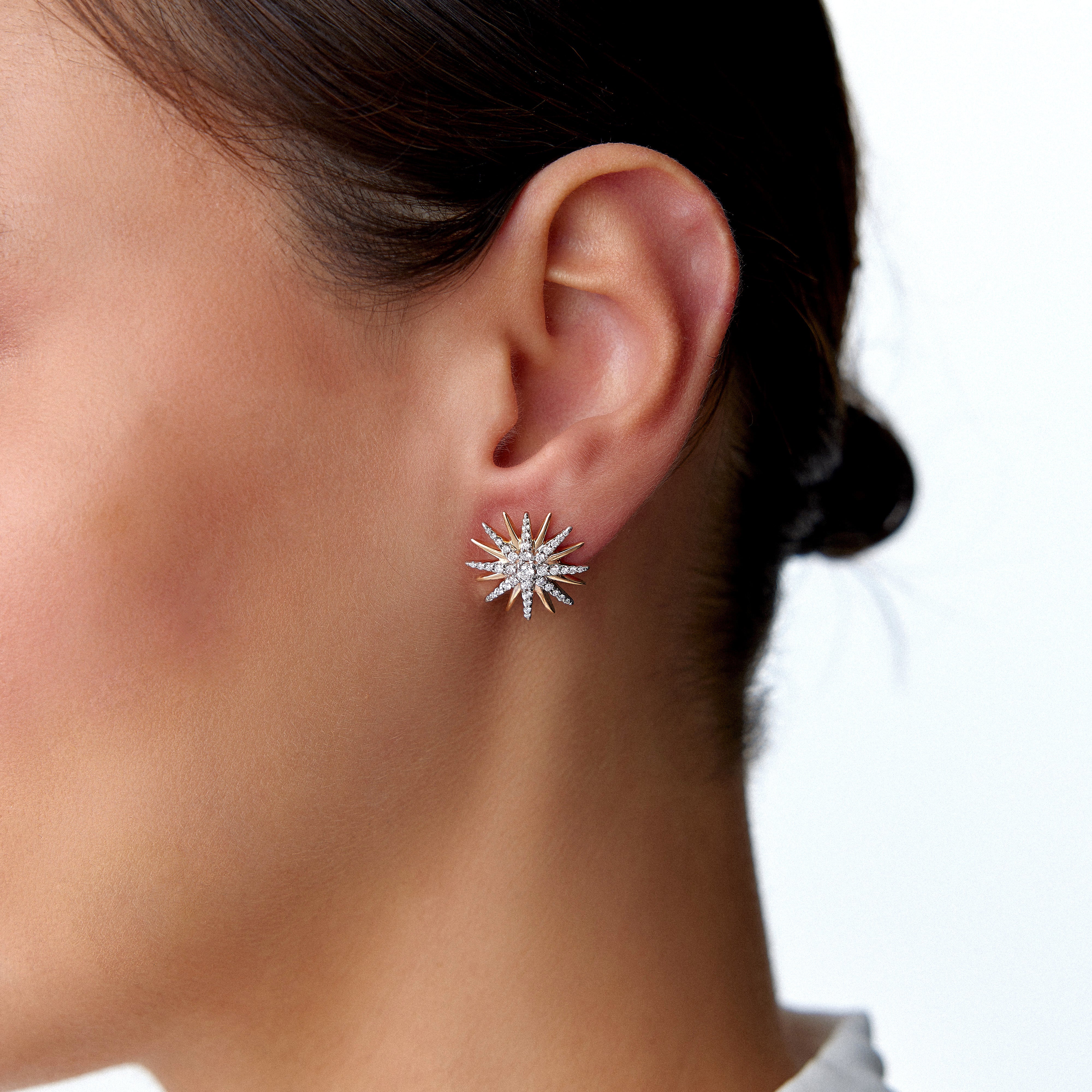 Diamond Starburst Earrings Available in 14K and 18K Gold