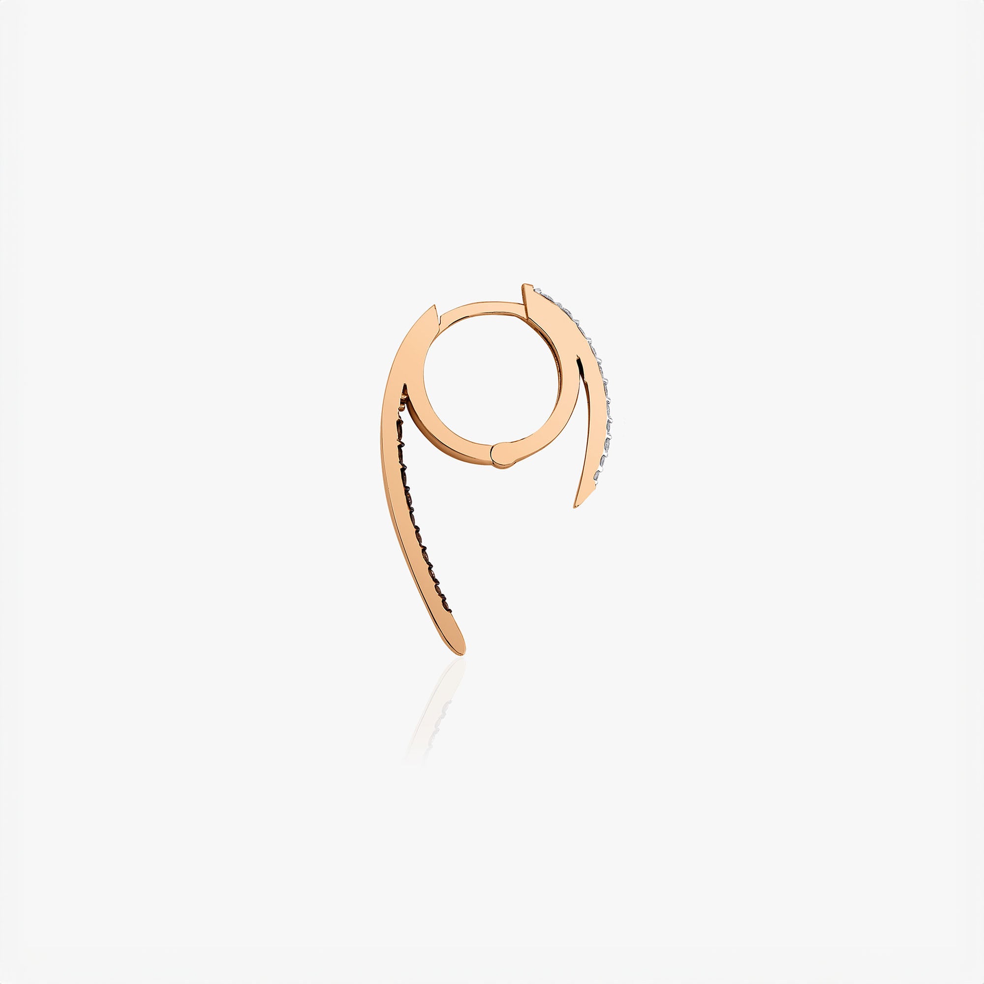 Single Diamond Claw Hoop Available in 14K and 18K Gold