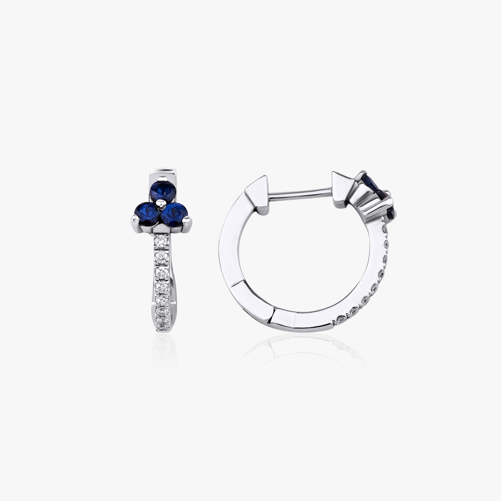 Sapphire Trio Hoop Earrings Available in 14K and 18K Gold