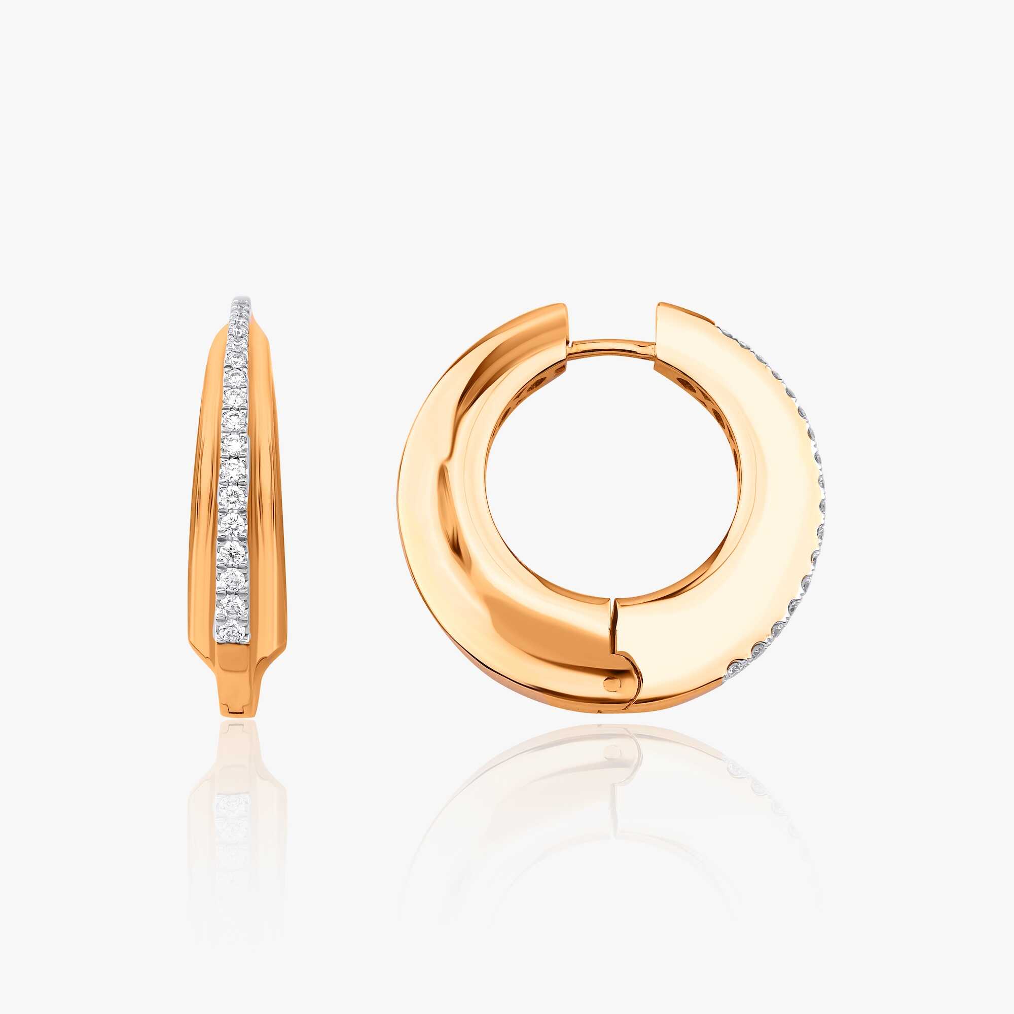 Diamond Bold Hoop Earrings Available in 14K and 18K Gold