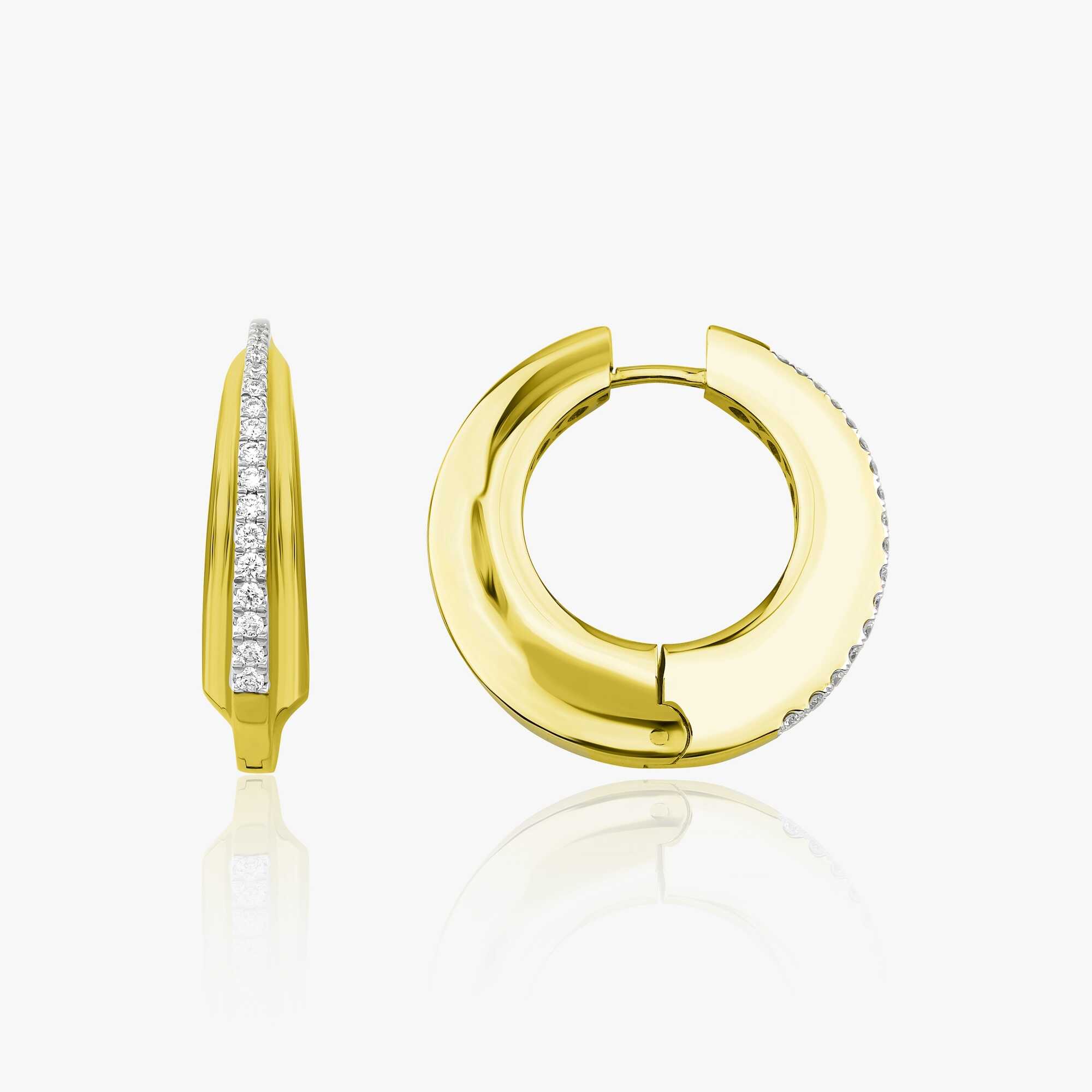 Diamond Bold Hoop Earrings Available in 14K and 18K Gold