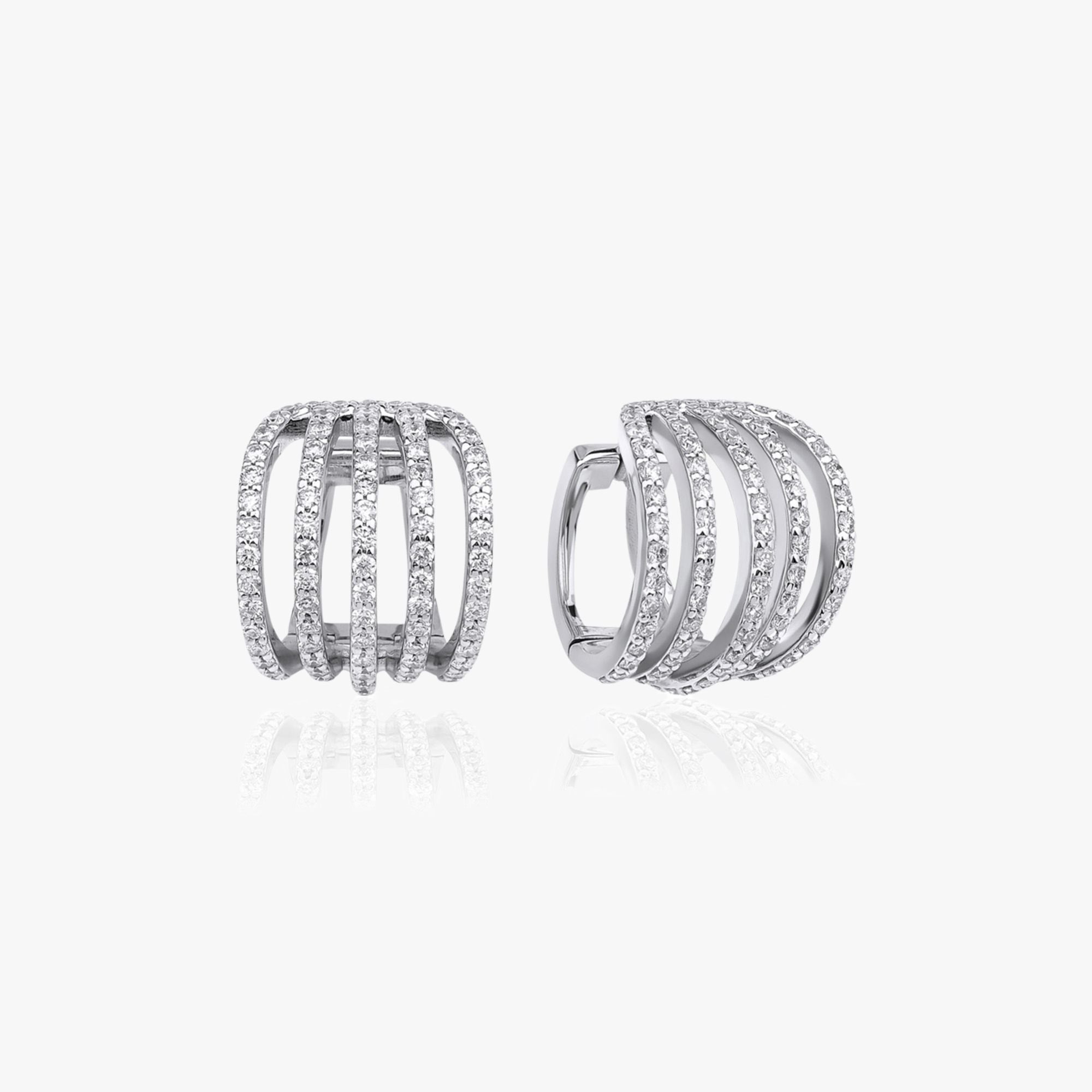 Multi Row Diamond Hoop Earring