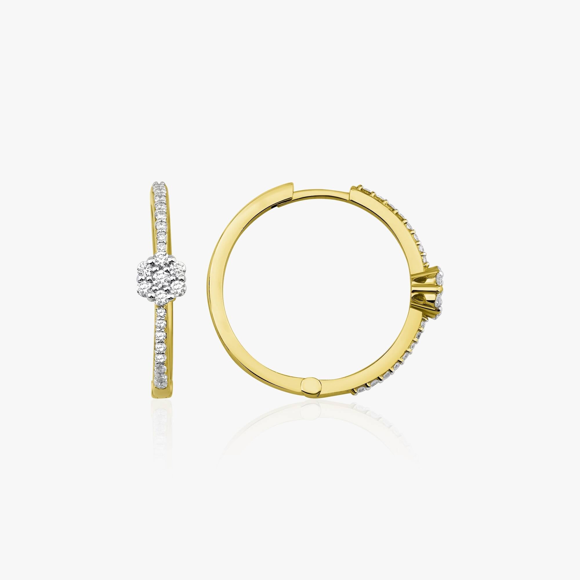 Diamond Large Flower Hoop Earrings