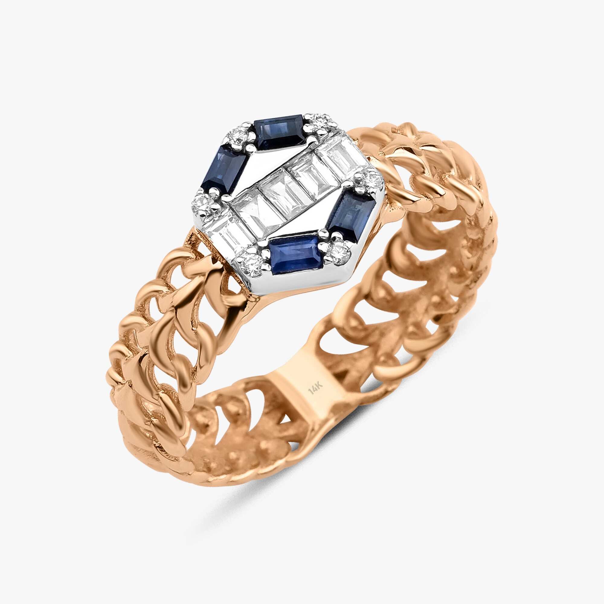 Blue Sapphire and Diamond Ring in 14K Gold