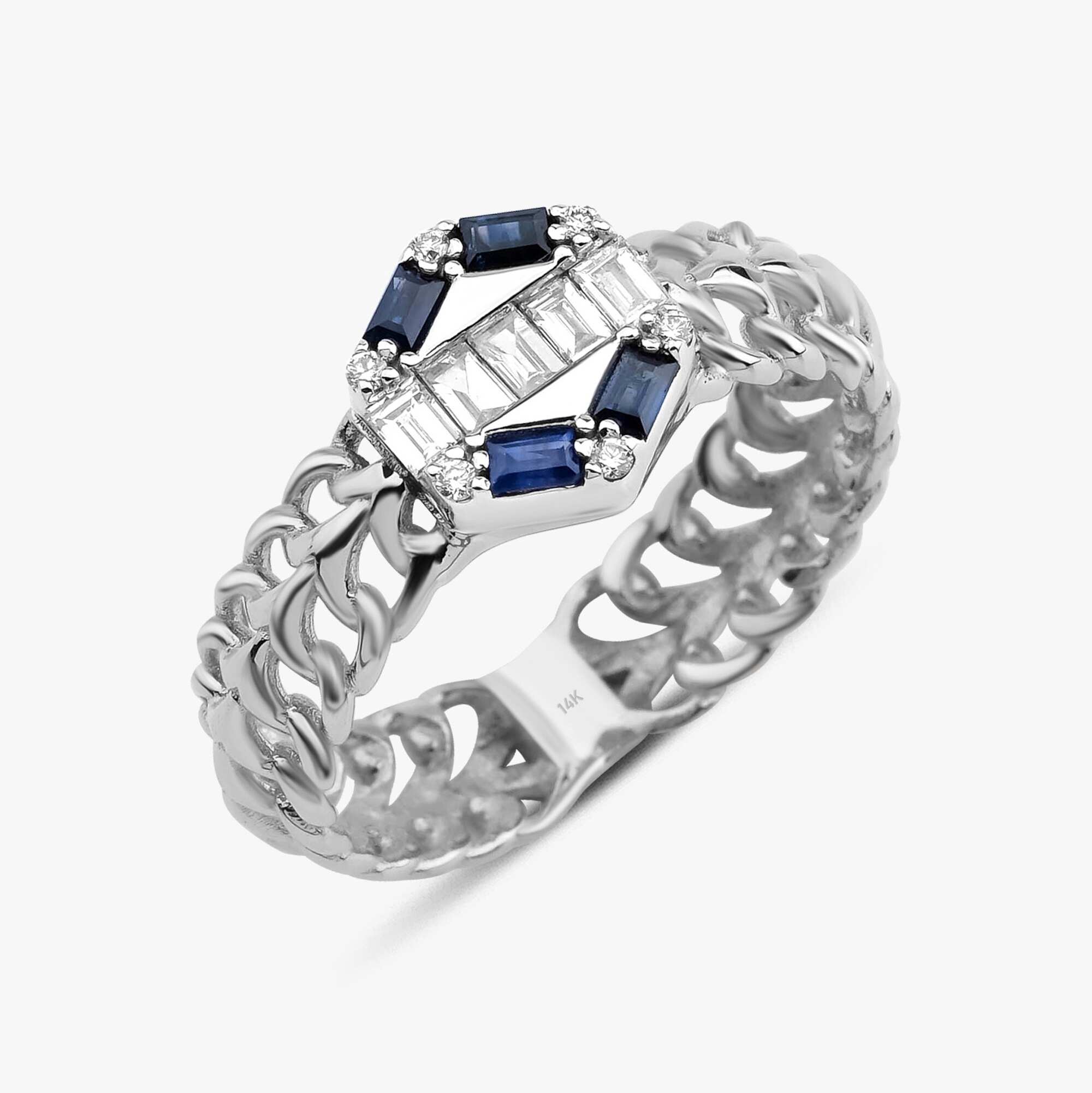 Blue Sapphire and Diamond Ring in 14K Gold