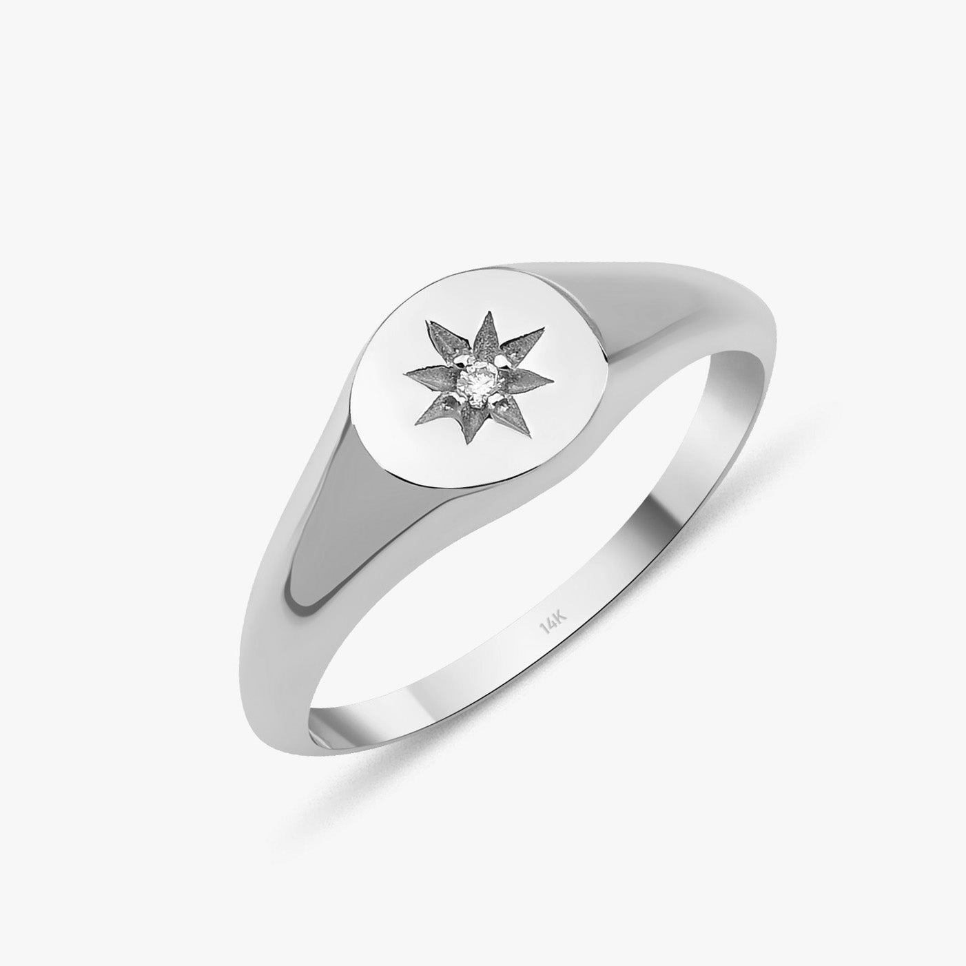 Diamond Mini North Star Pinky Ring in 14K Gold