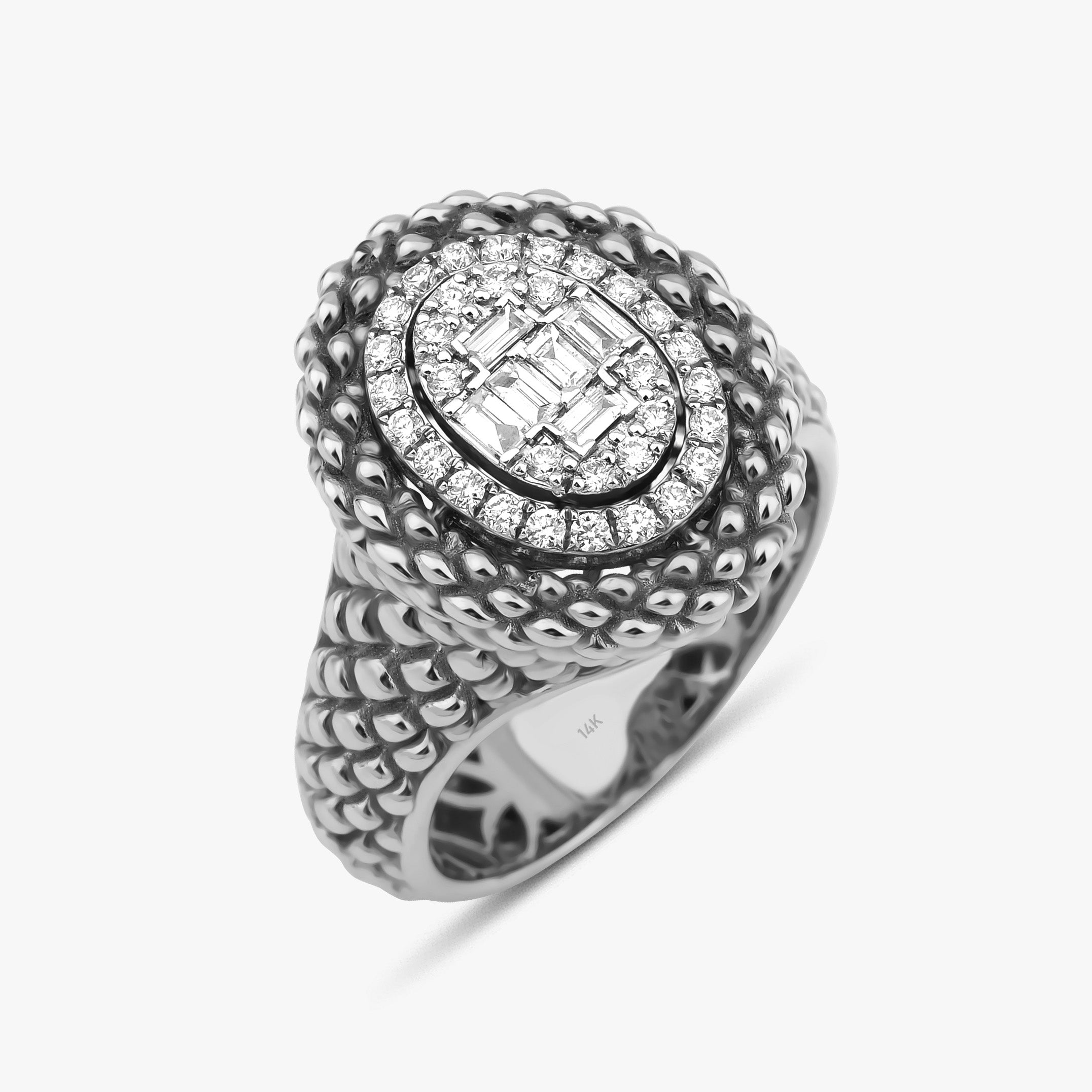 Beaded Queen's Ring in 14K Gold