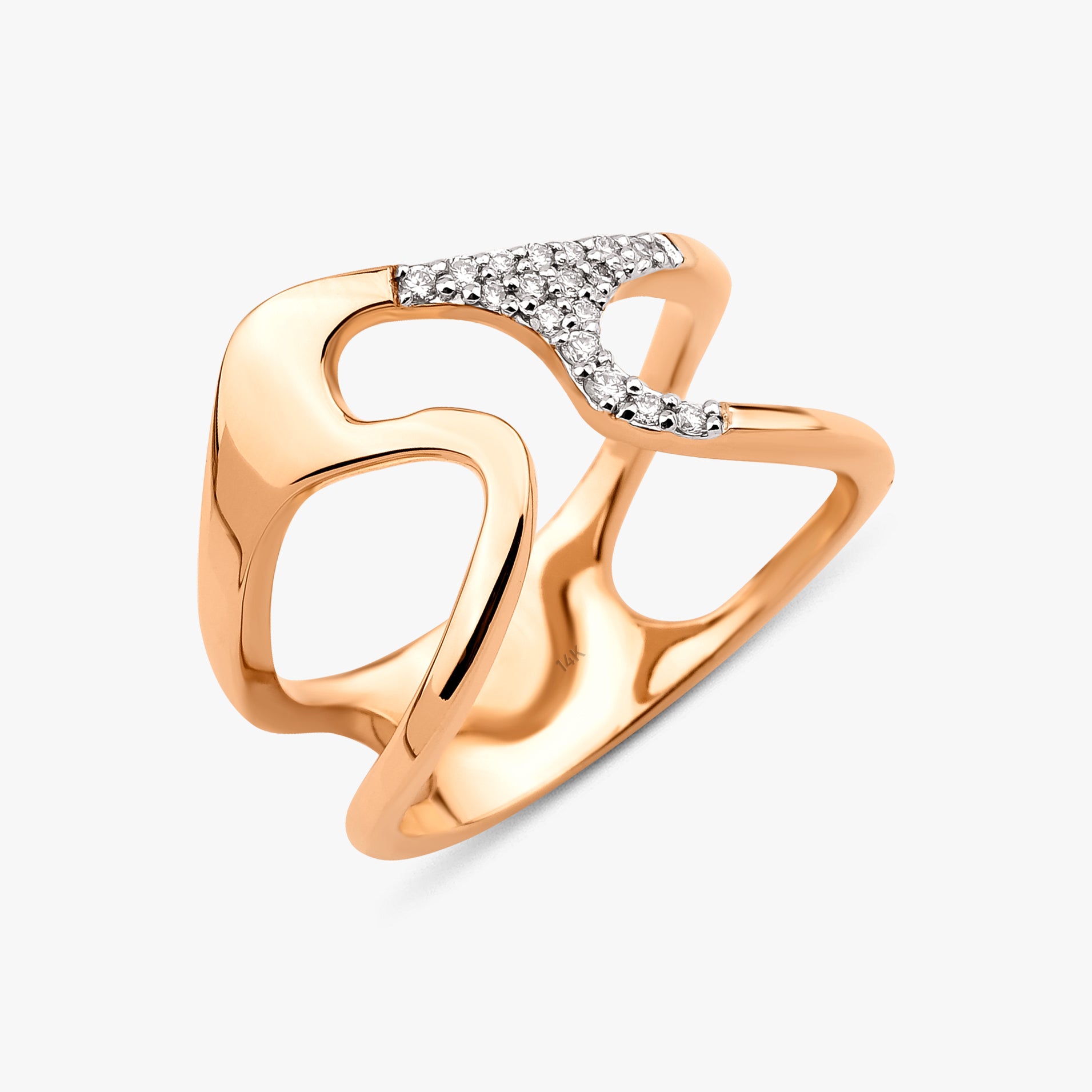 Diamond Modern Organic Shape Ring in 14K Gold