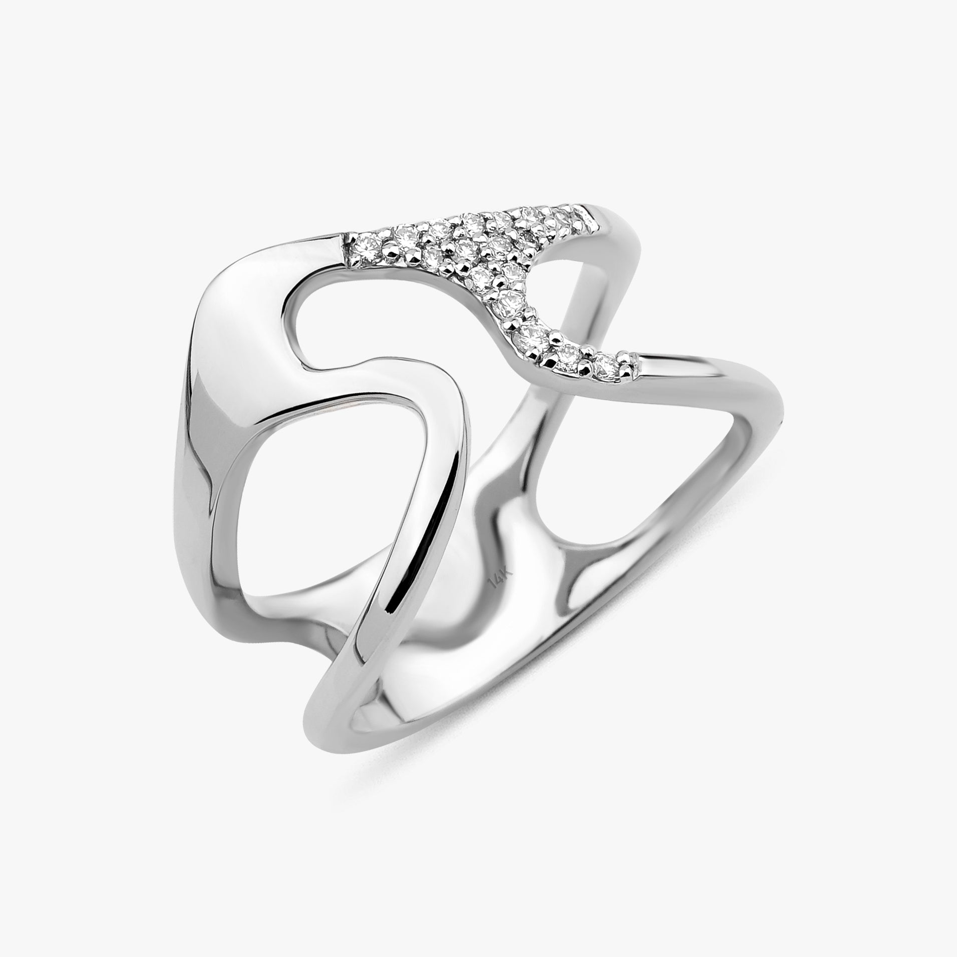 Diamond Modern Organic Shape Ring in 14K Gold