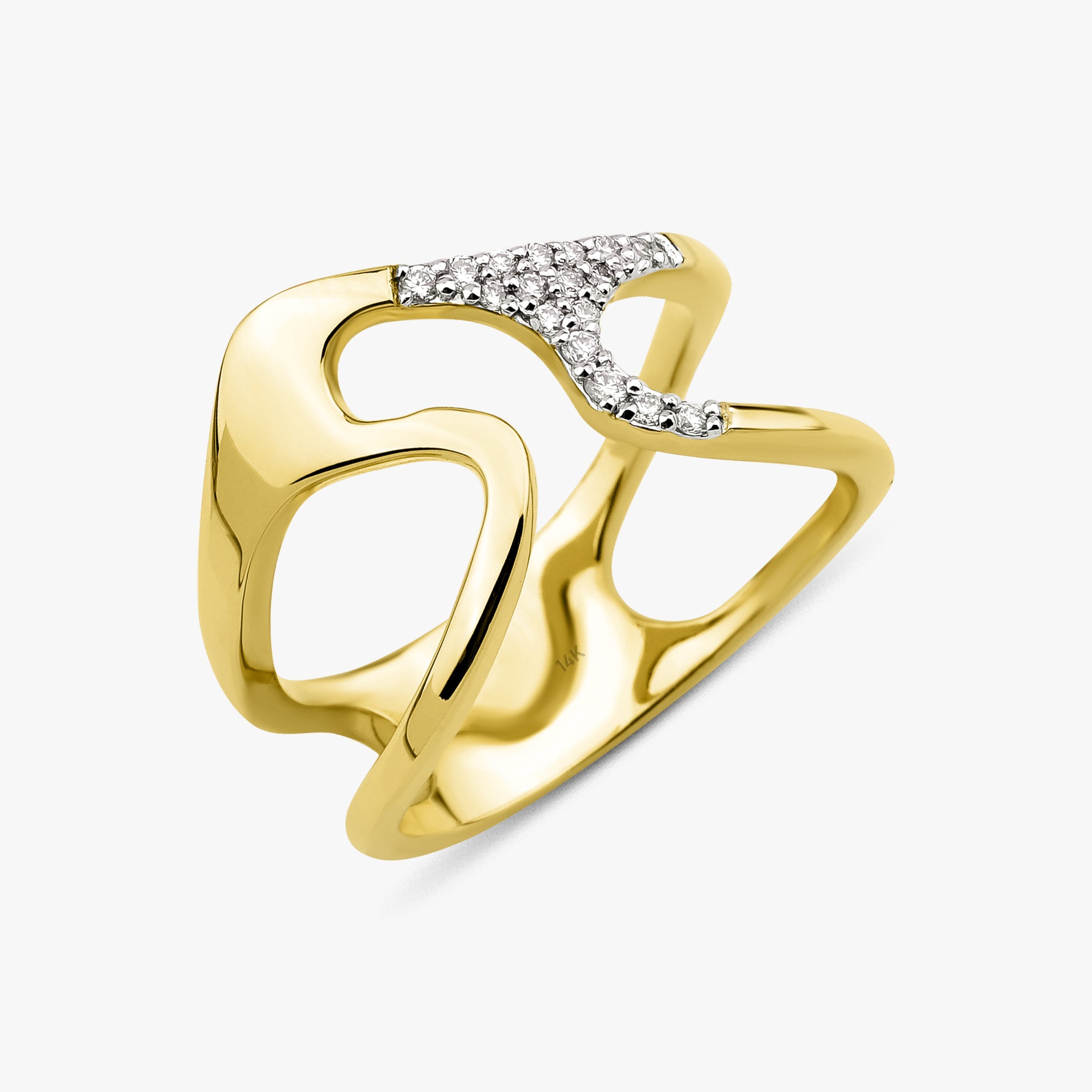 Diamond Modern Organic Shape Ring in 14K Gold