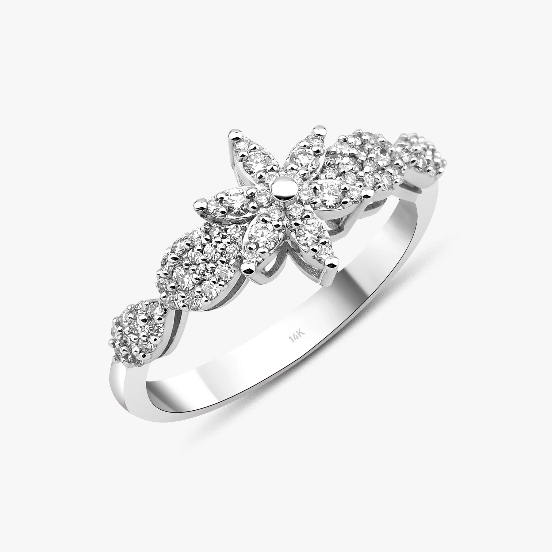 Diamond Flower Ring in 14K Gold