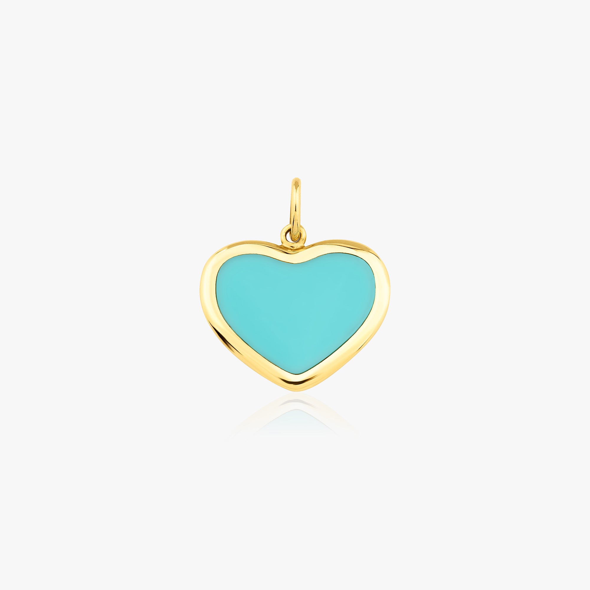 Large Turquoise Heart Pendant in 14K Gold