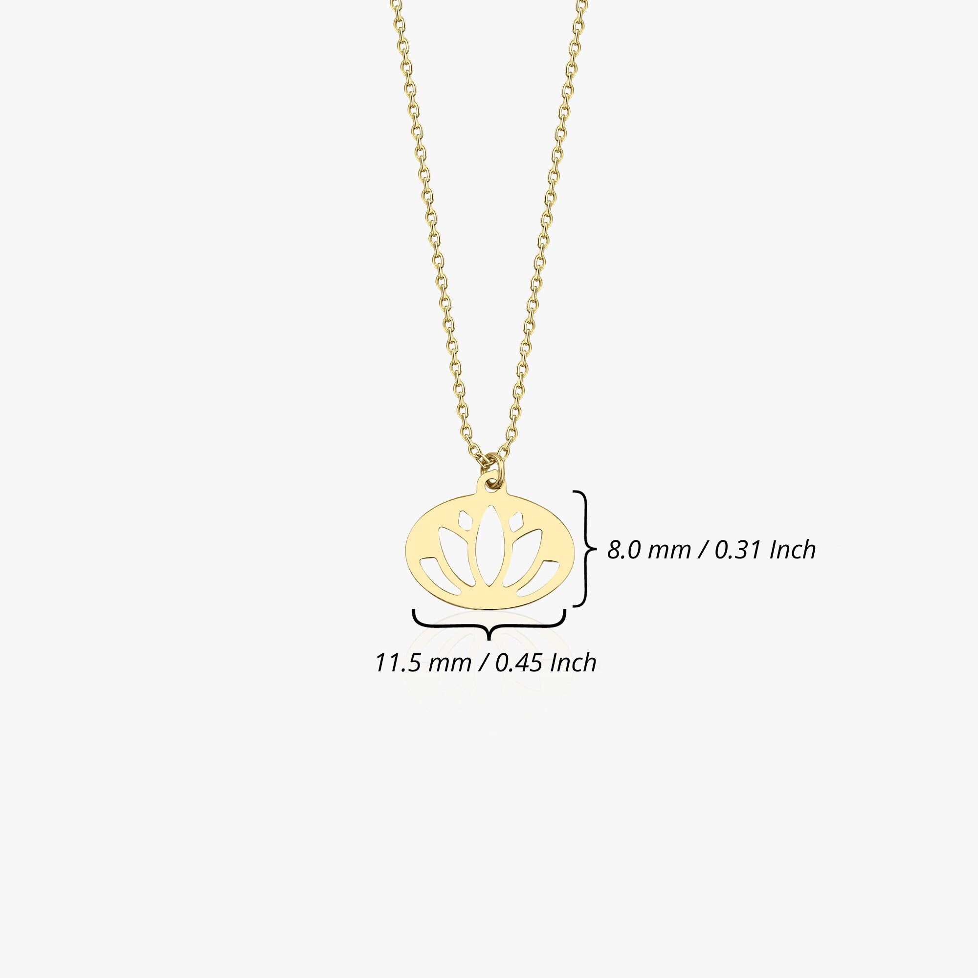 Lotus Print Necklace in 14K Gold