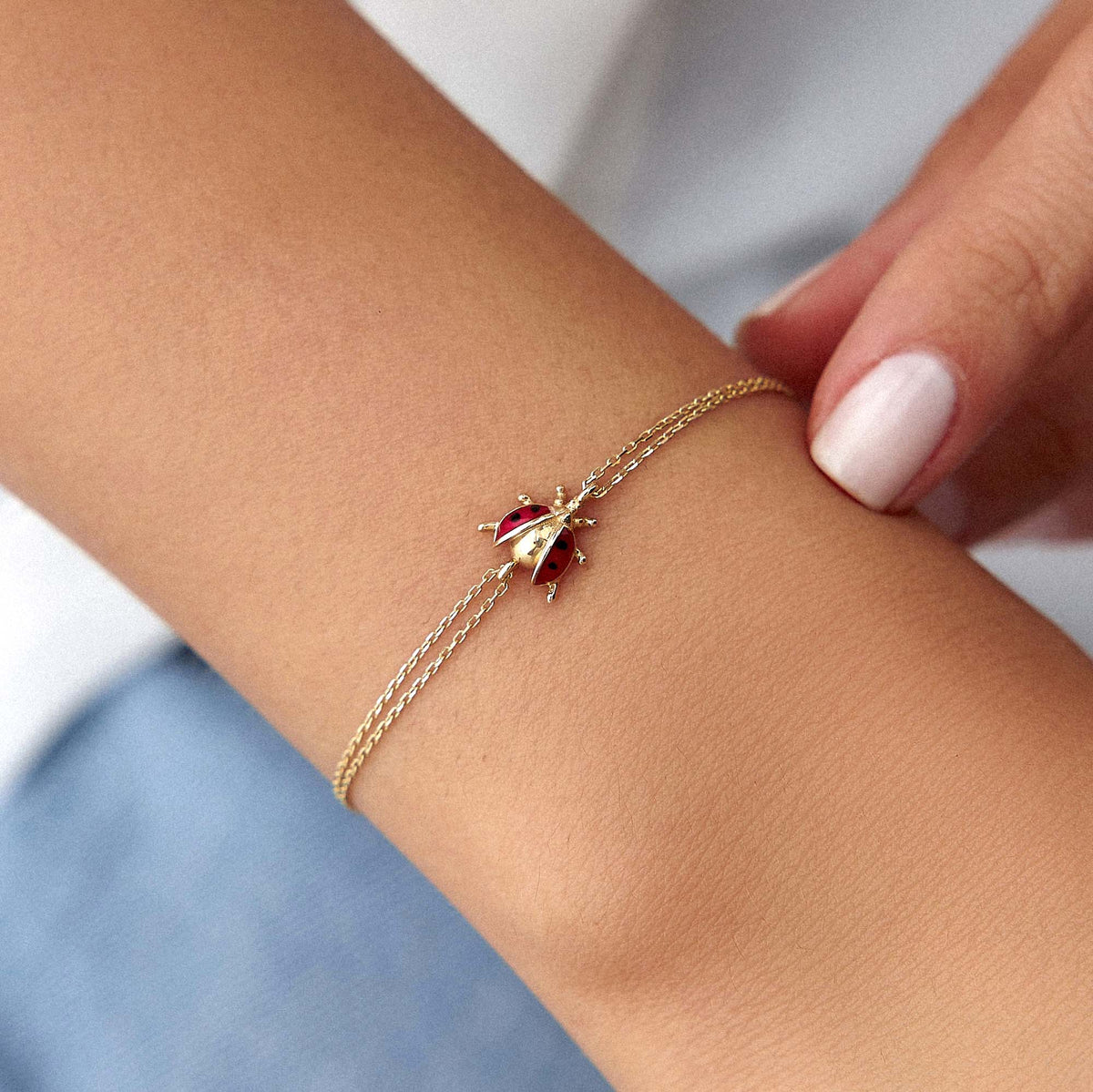 Ladybug Bracelet in 14K Gold