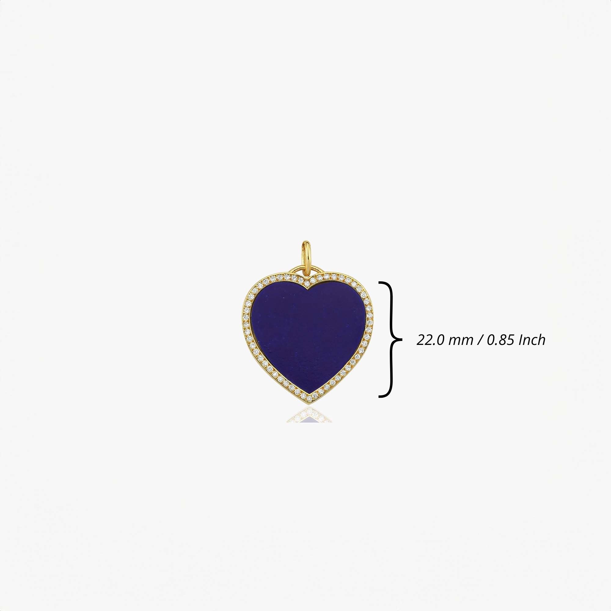 Large Diamond Lapis Heart Pendant in 14K Gold