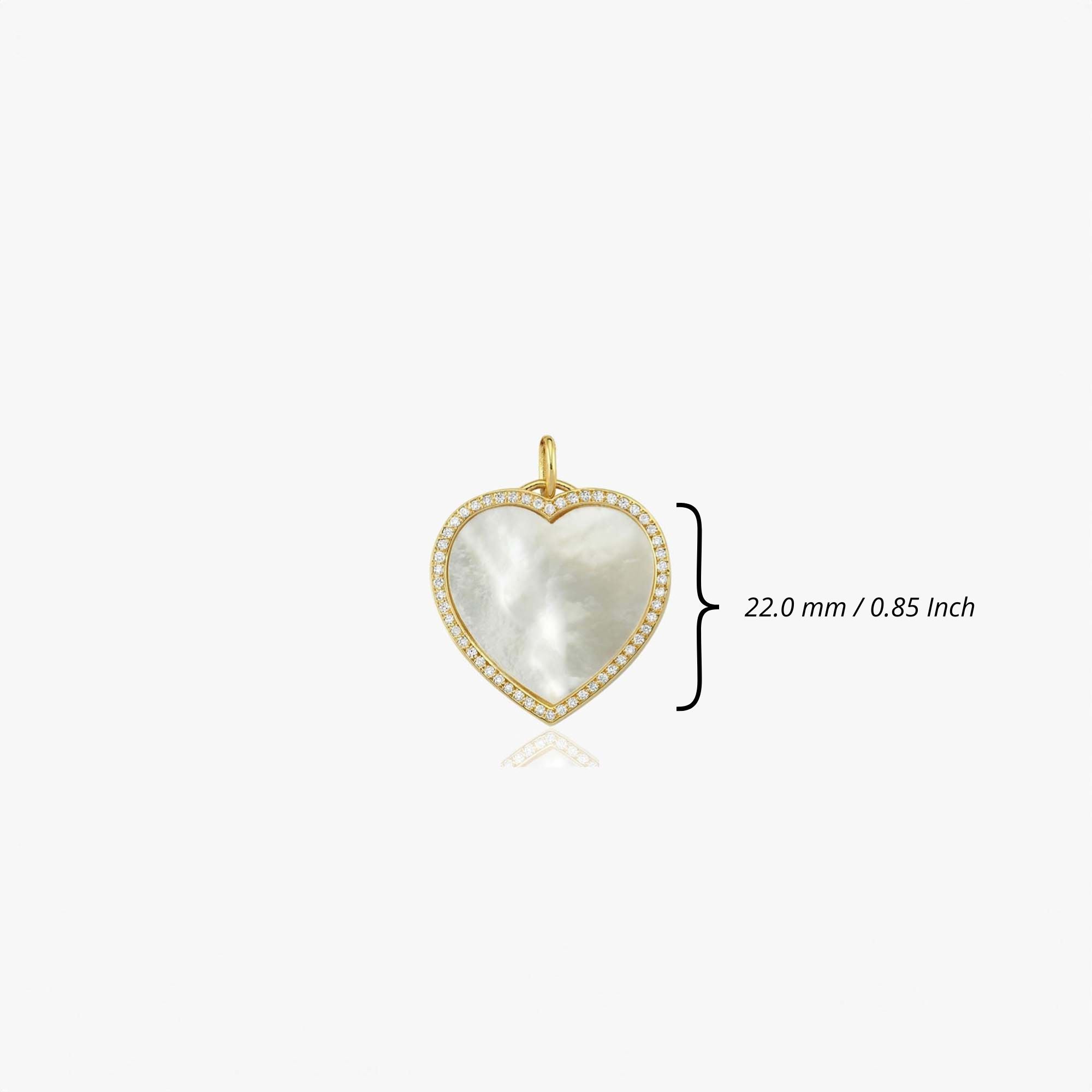 Large Diamond Mother of Pearl Heart Pendant in 14K Gold