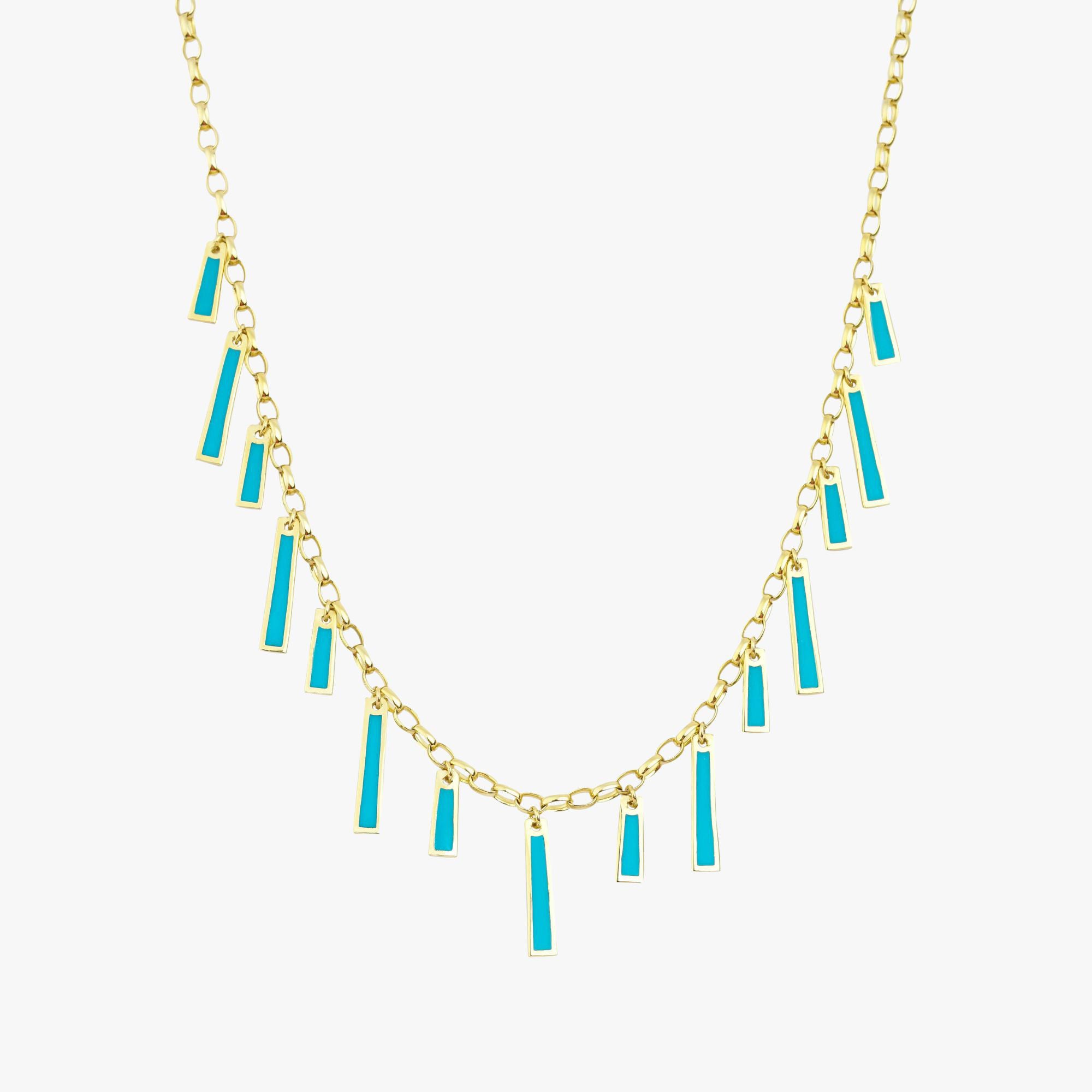Turquoise Station Necklace in 14K Gold