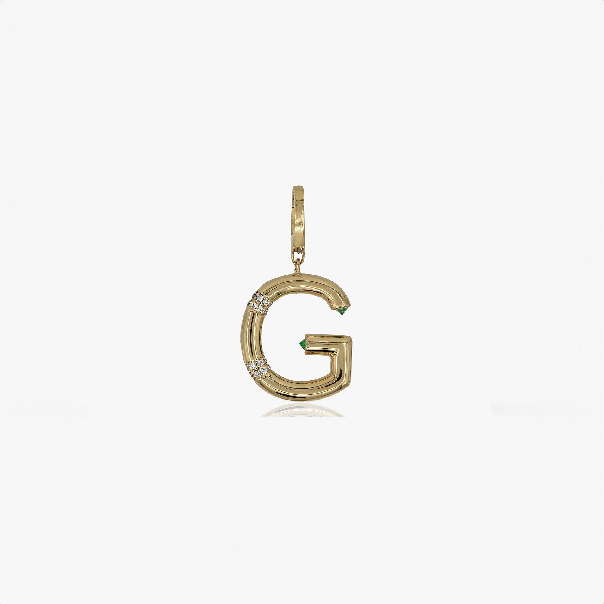 Large Gemstone and Diamond Initial Pendant in 14k Gold