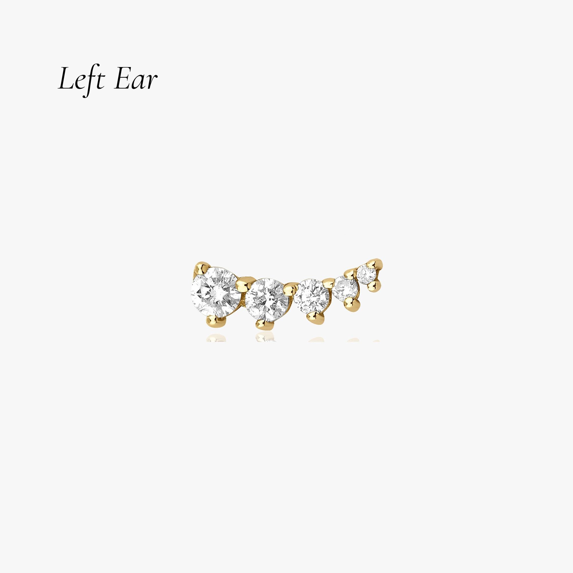 Minimal Diamond Ear Climber Stud(s) Available in 14K and 18K Gold