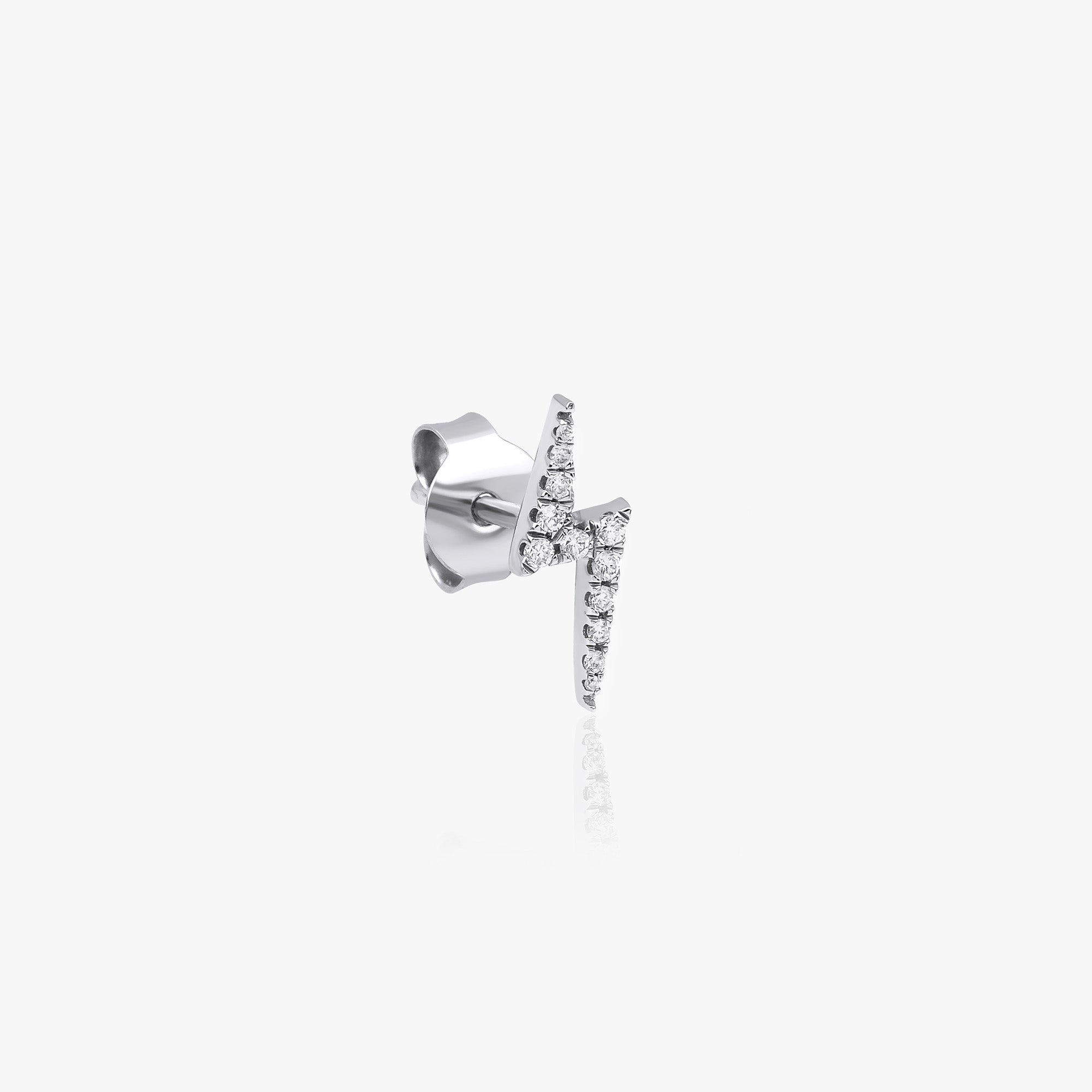 Single Diamond Lightning Stud Available in 14K and 18K Gold