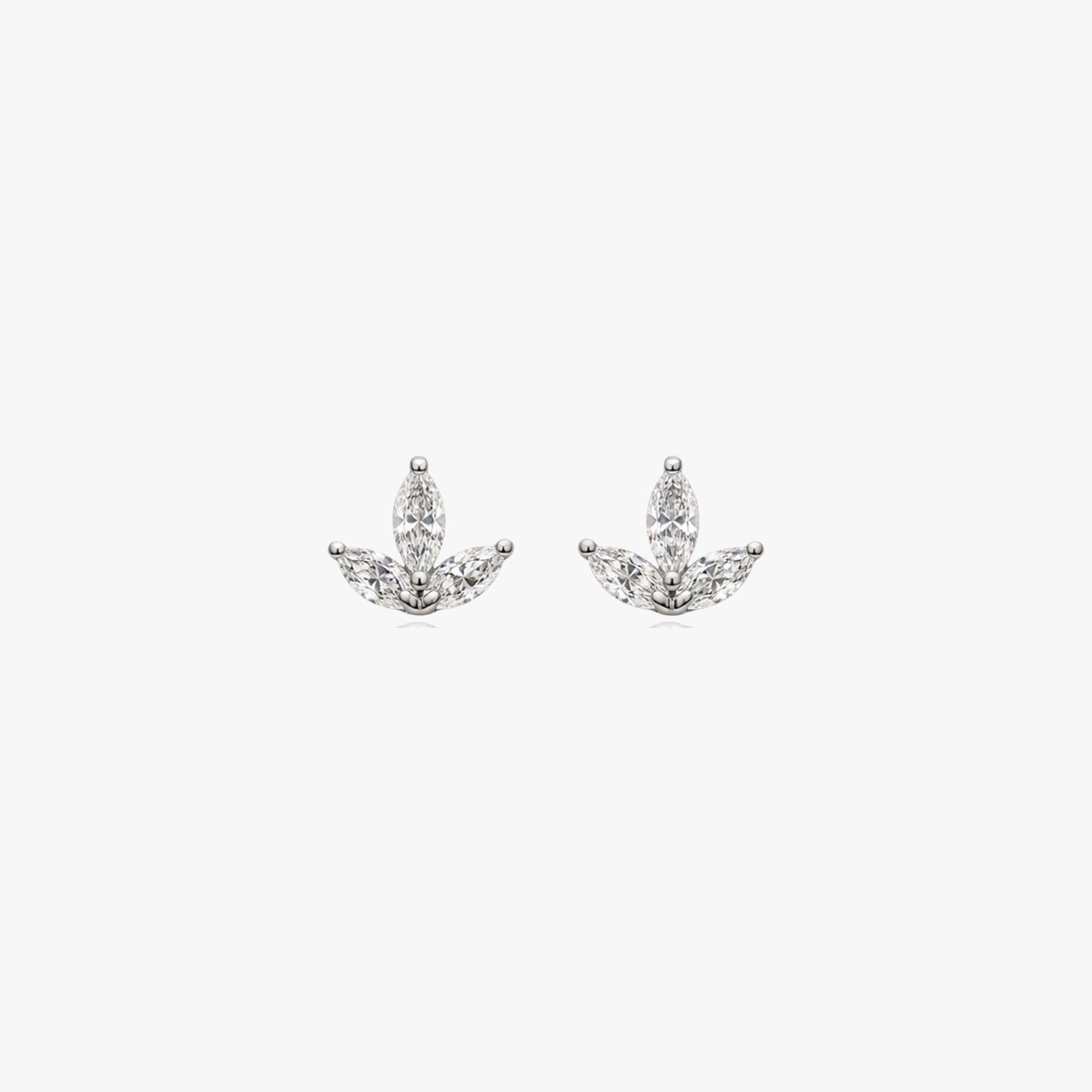 Marquise Cut Diamond Lotus Studs in 14K Gold