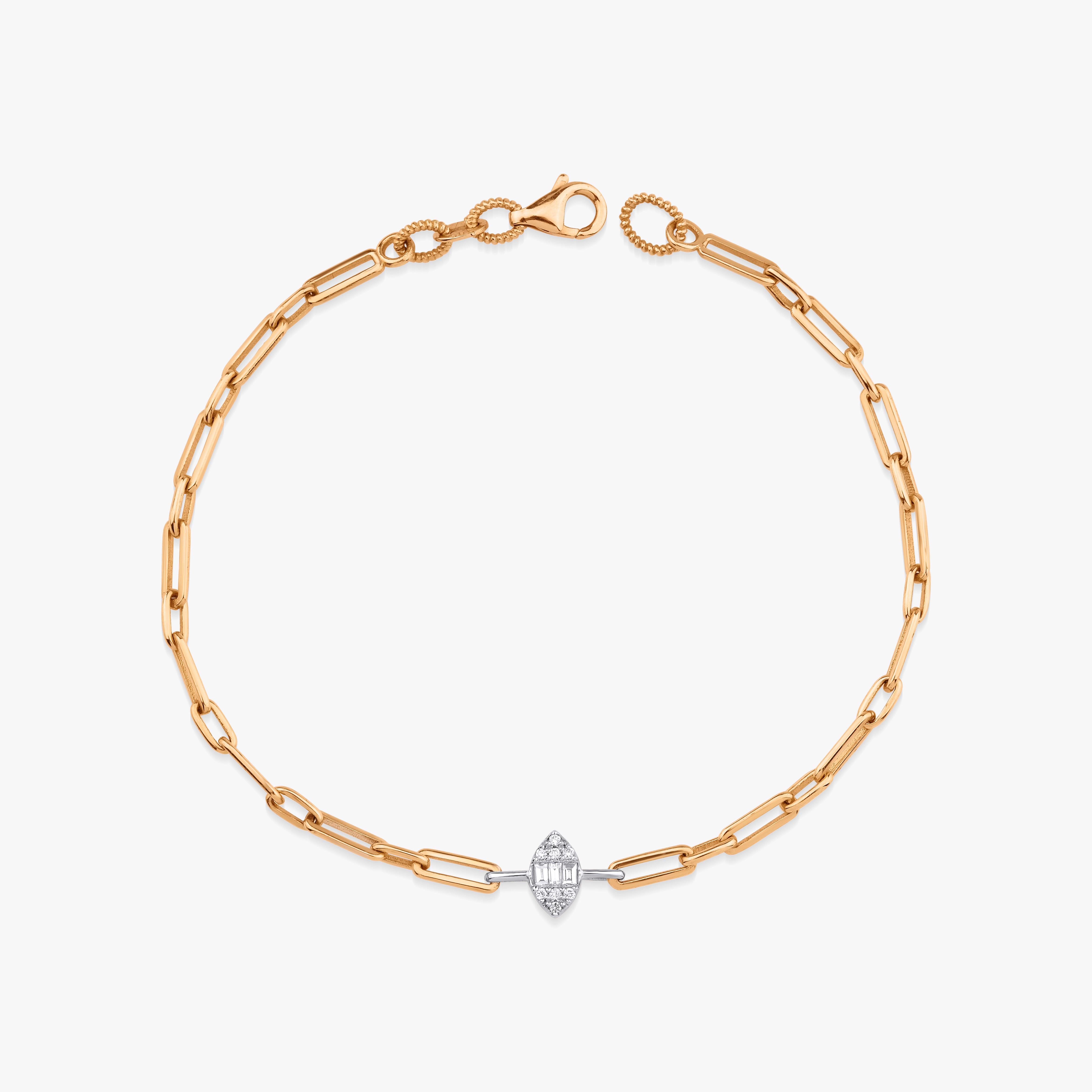 Minimal Diamond Marquise Shaped Bracelet in 14K Gold