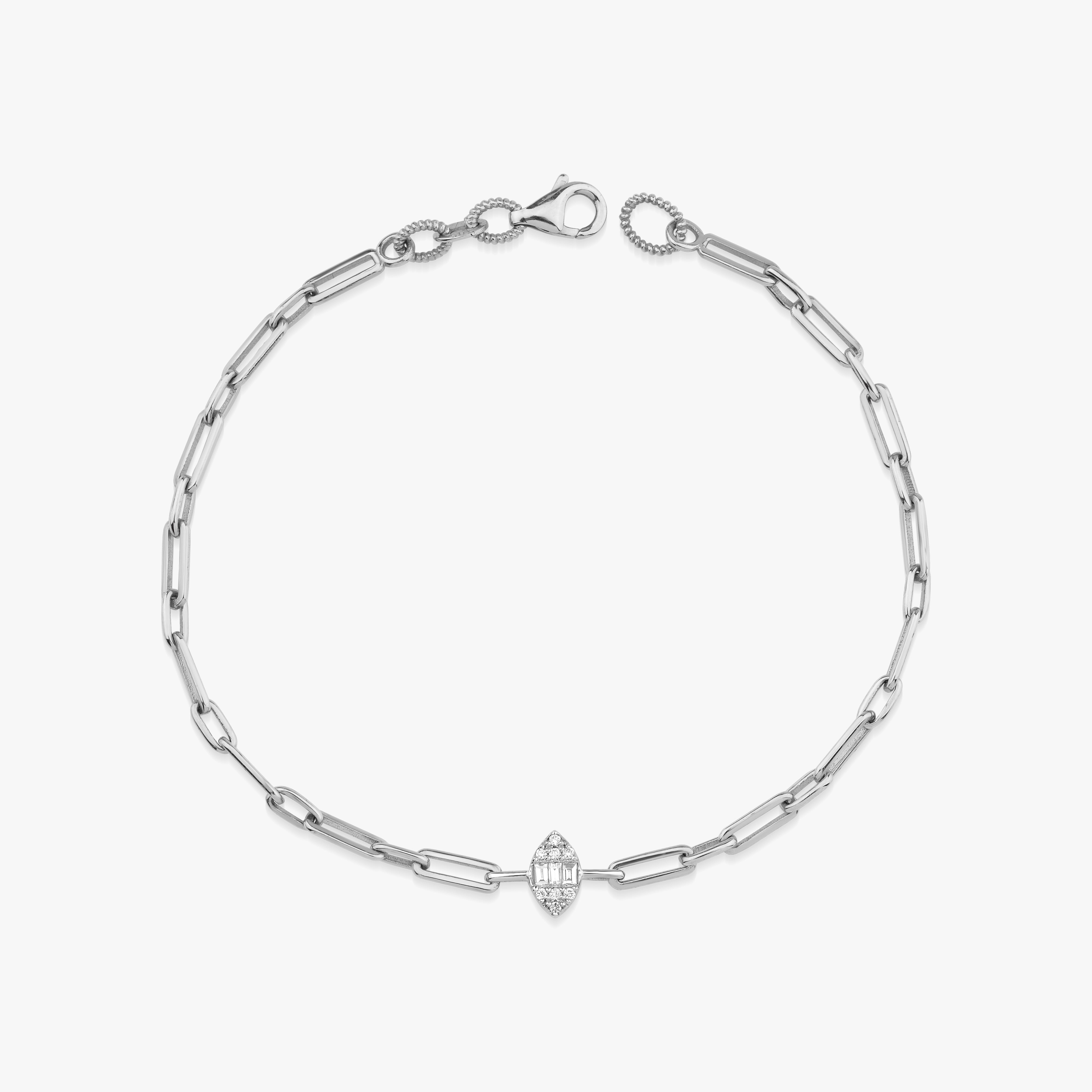 Minimal Diamond Marquise Shaped Bracelet in 14K Gold