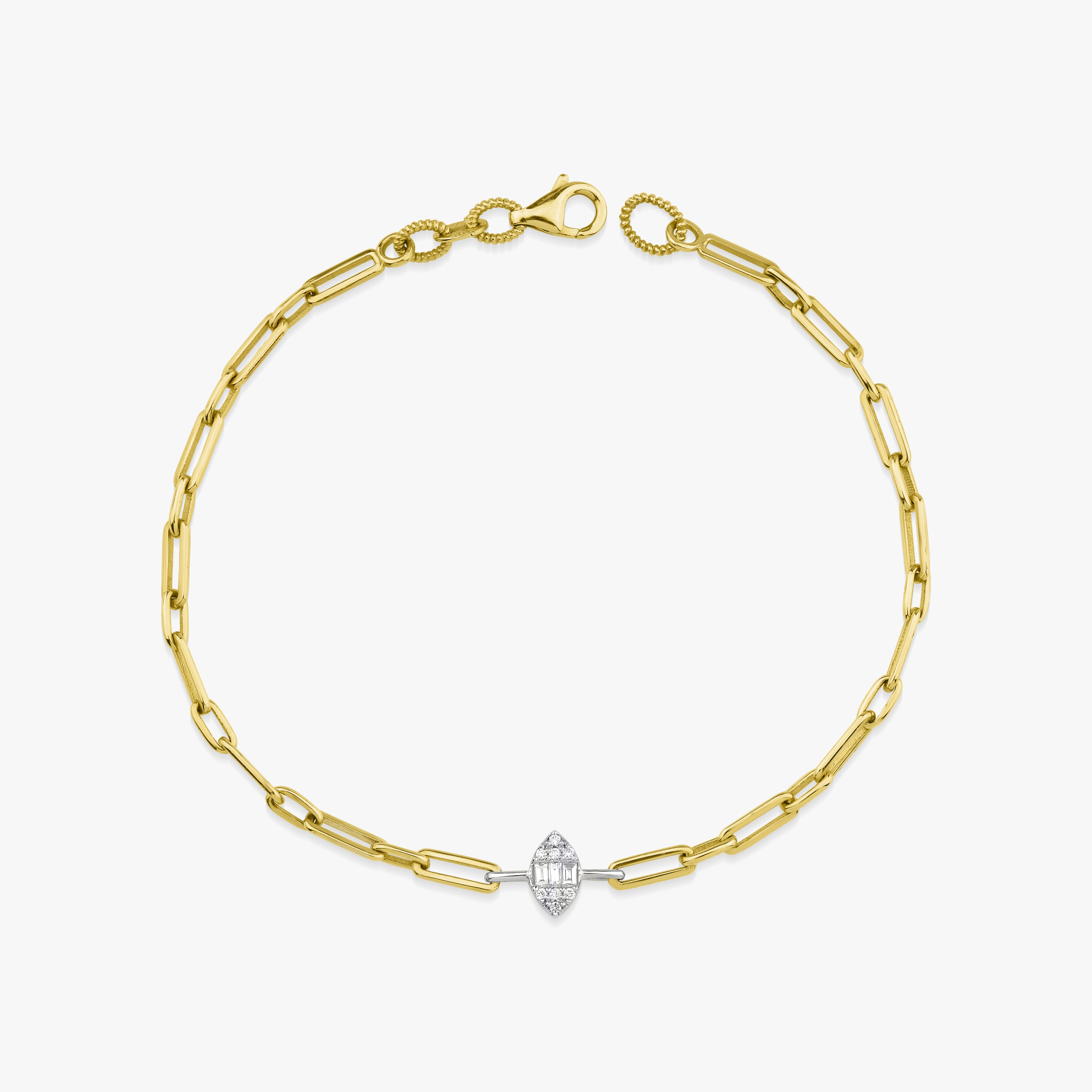 Minimal Diamond Marquise Shaped Bracelet in 14K Gold