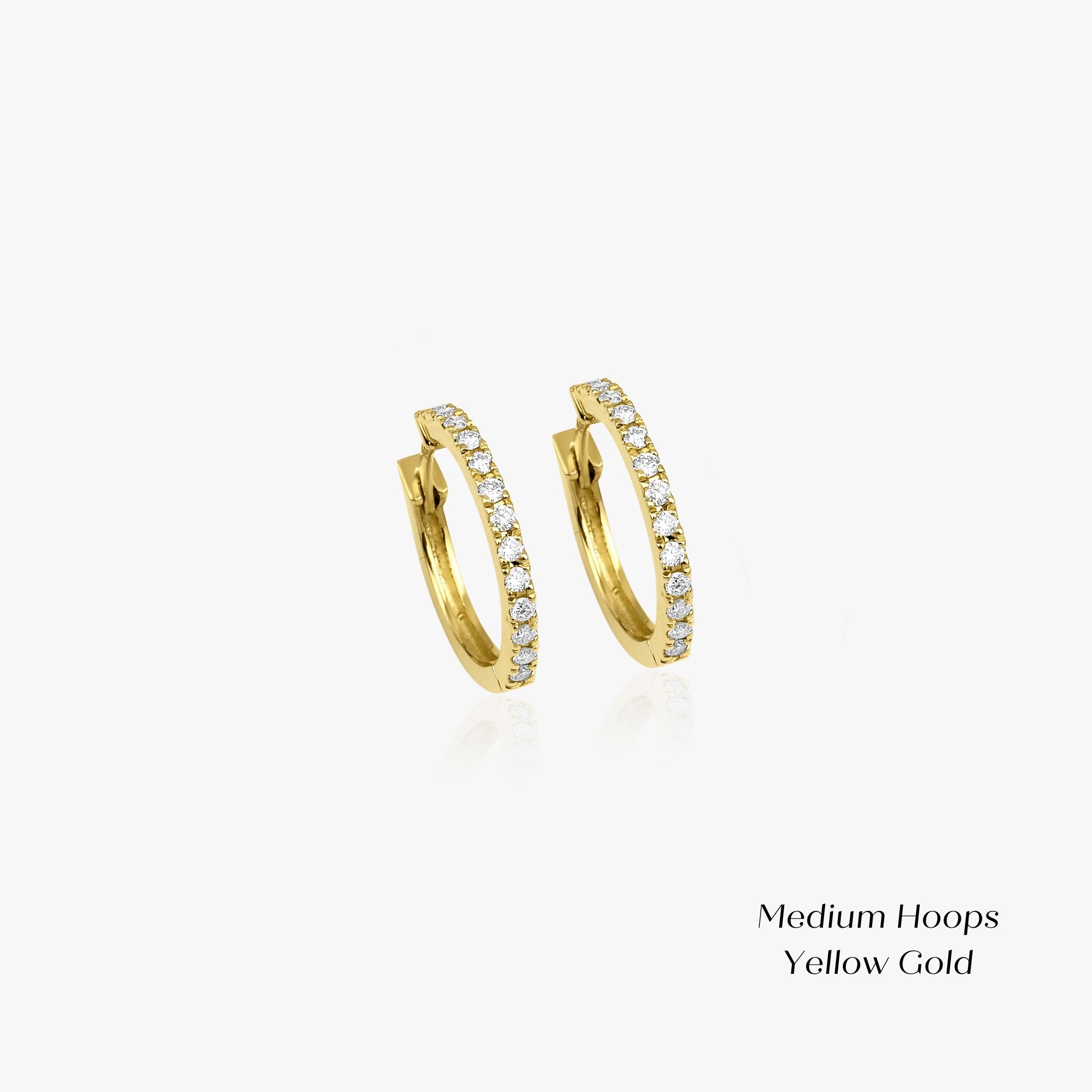 Diamond Huggie Hoops in 14K Gold