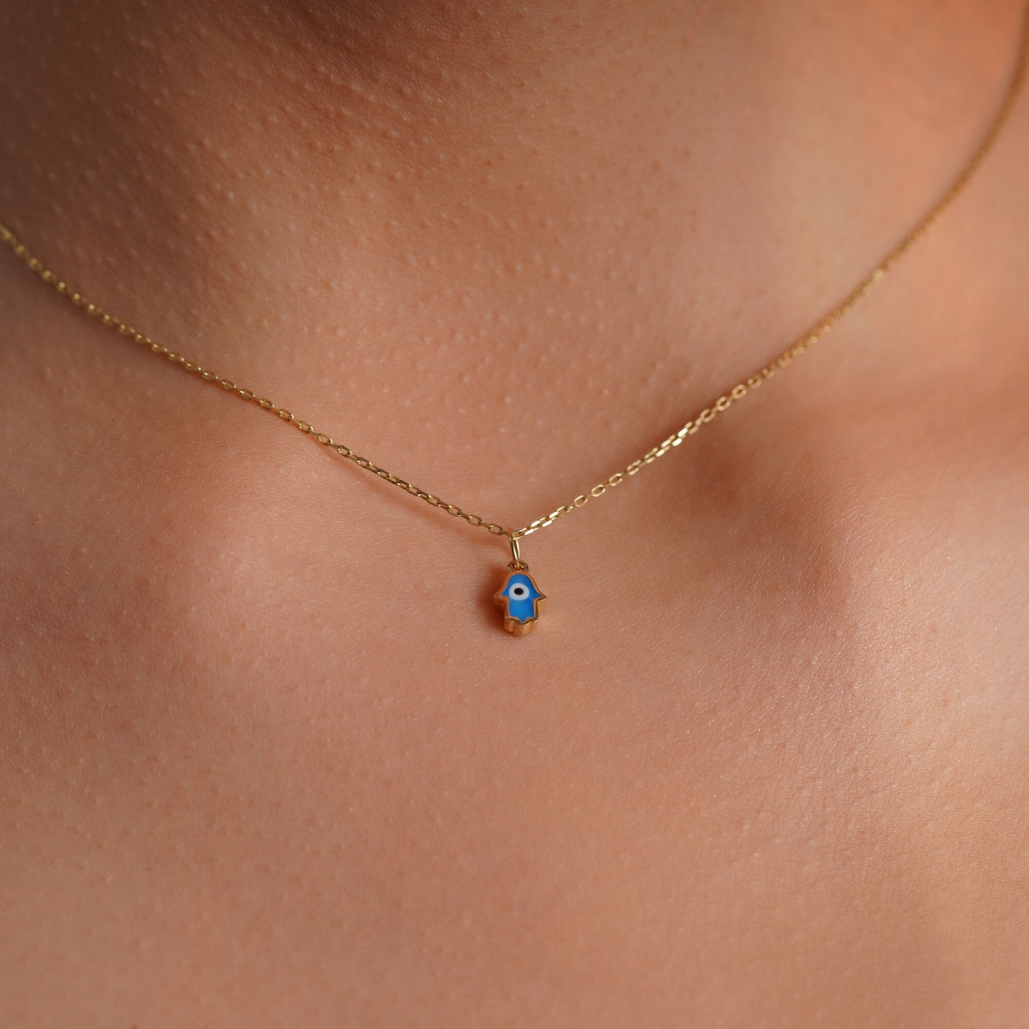 Mini Hamsa Hand Charm in 14K Gold