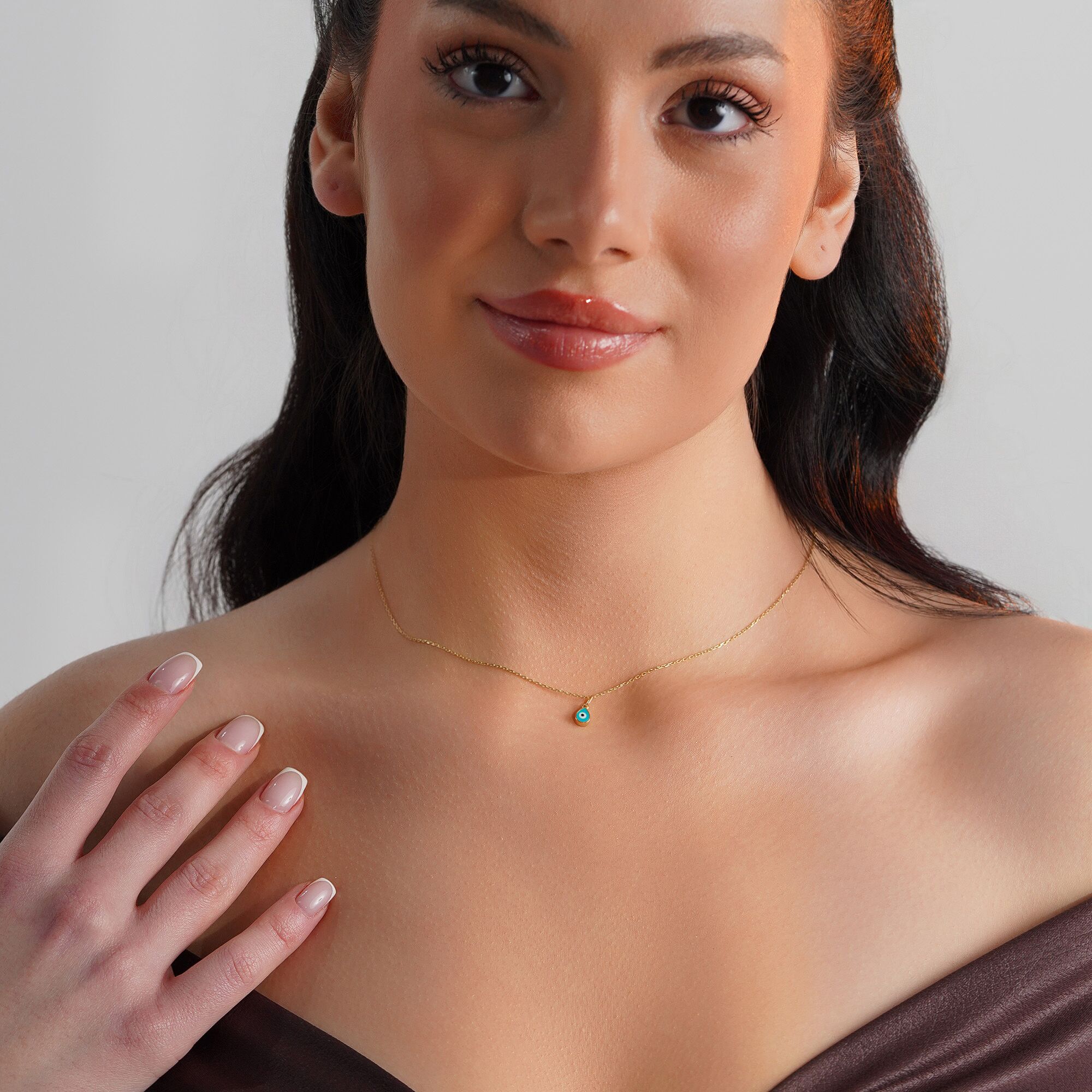 Mini Raindrop Turquoise Evil Eye Charm in 14K Gold