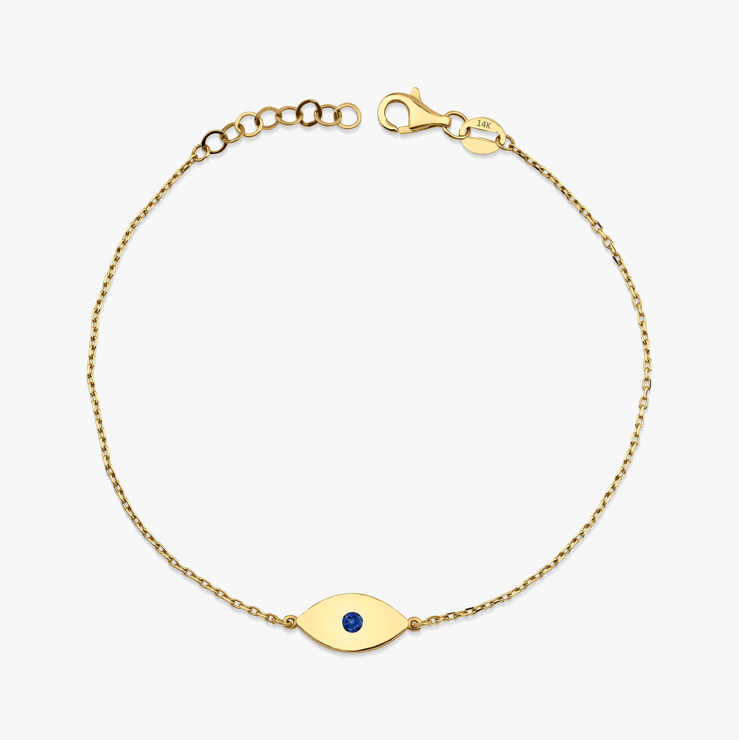 Sapphire Evil Eye Bracelet in 14K Gold