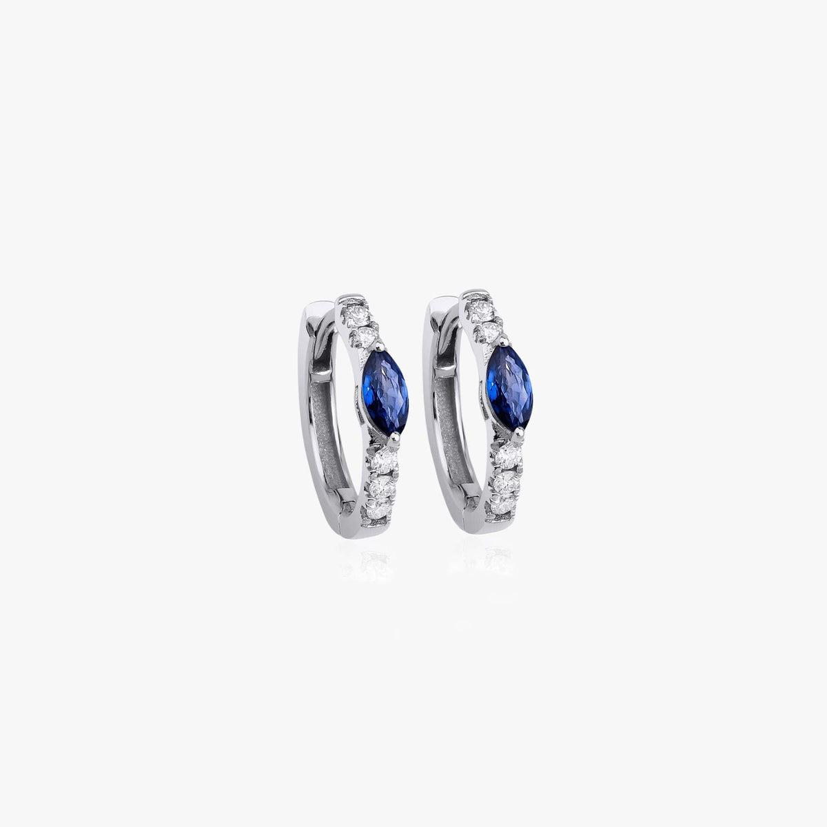 Marquise Sapphire and Diamond Hoops in 14K Gold