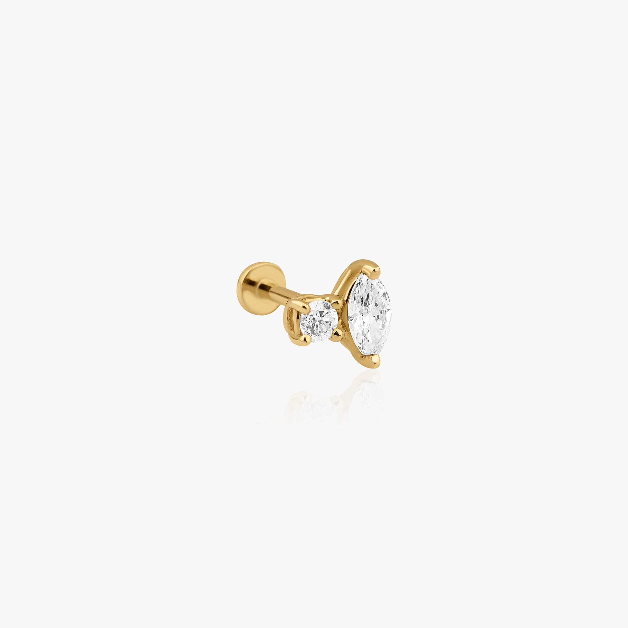 Single Marquise and Round Duo Diamond Tragus Earring in 14K Gold