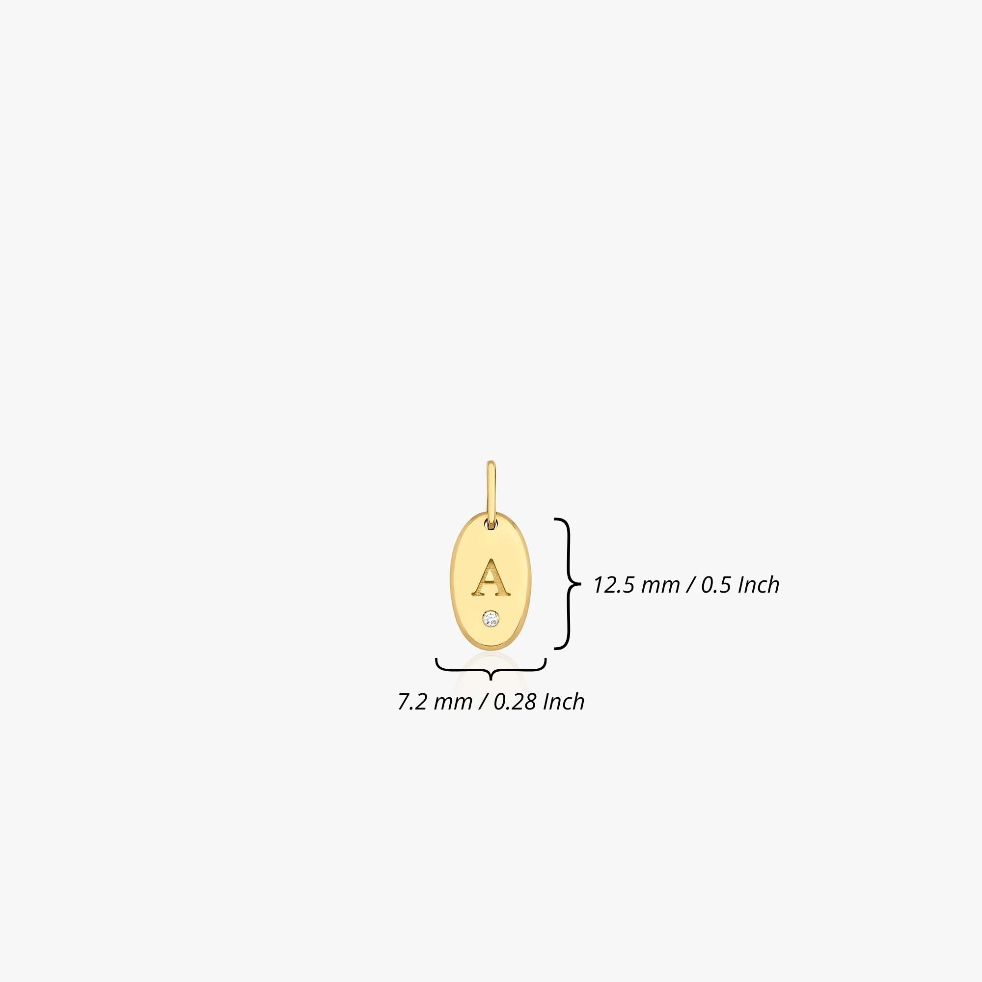 Mini Birthstone Initial Oval Disc Pendant in 14K Gold