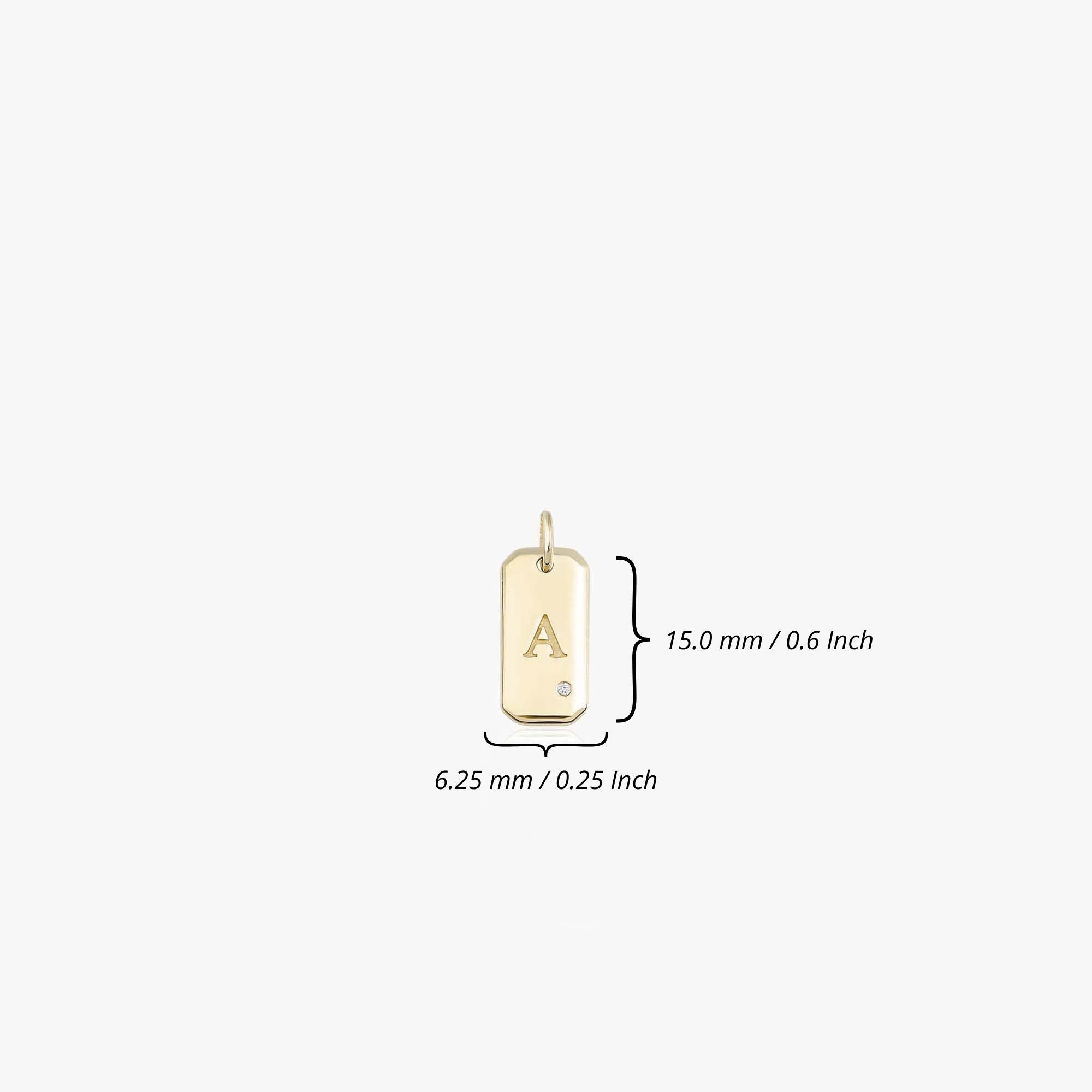 Mini Birthstone Initial Tag Pendant in 14K Gold